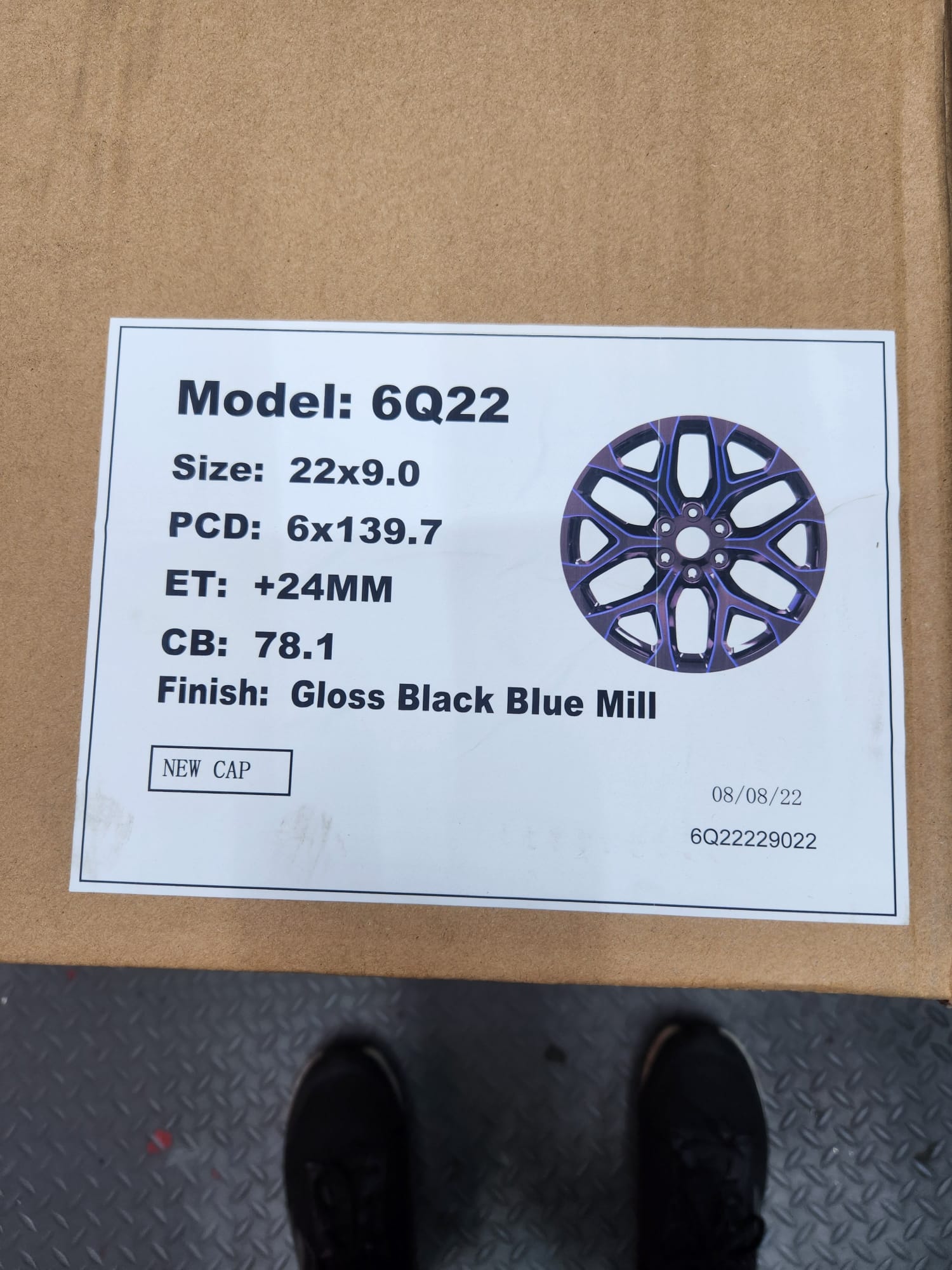 6Q22 22X9.0 6X139.7 GLOSS BLACK BLUE MILL - Gun Hill Tire House (WTW - WHOLESALE TIRES & WHEELS)