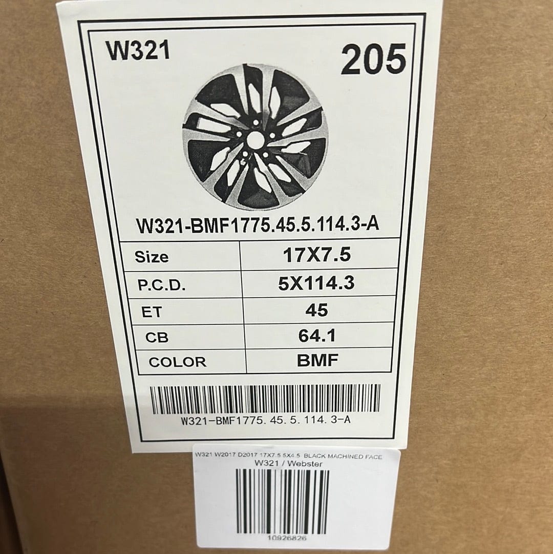 HD W321 W2017 D2017 17X7.5 5X4.5 BLACK MACHINED FACE - Gun Hill Tire House (WTW - WHOLESALE TIRES & WHEELS)