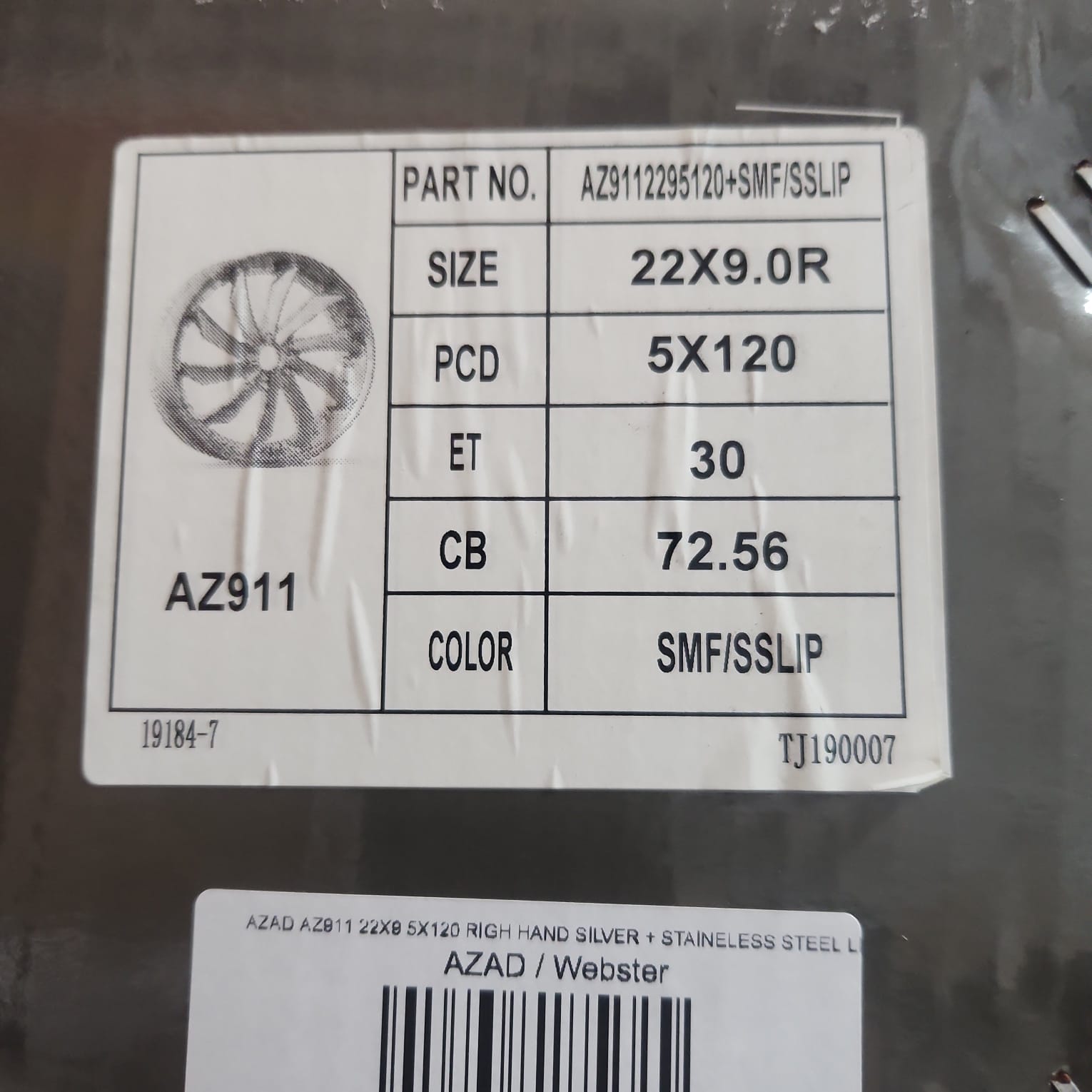 AZAD AZ911 22X9 5X120 RIGH HAND SILVER + STAINELESS STEEL LIP - Gun Hill Tire House (WTW - WHOLESALE TIRES & WHEELS)