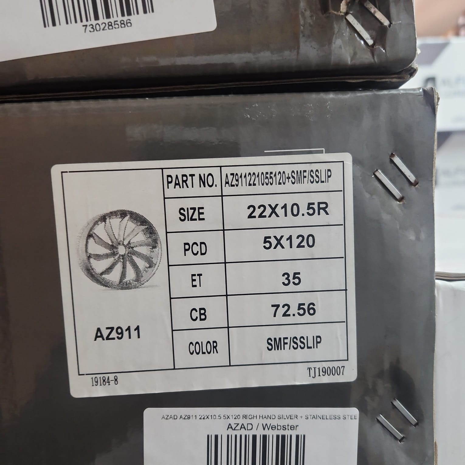 AZAD AZ911 22X10.5 5X120 RIGH HAND SILVER + STAINELESS STEEL LIP - Gun Hill Tire House (WTW - WHOLESALE TIRES & WHEELS)