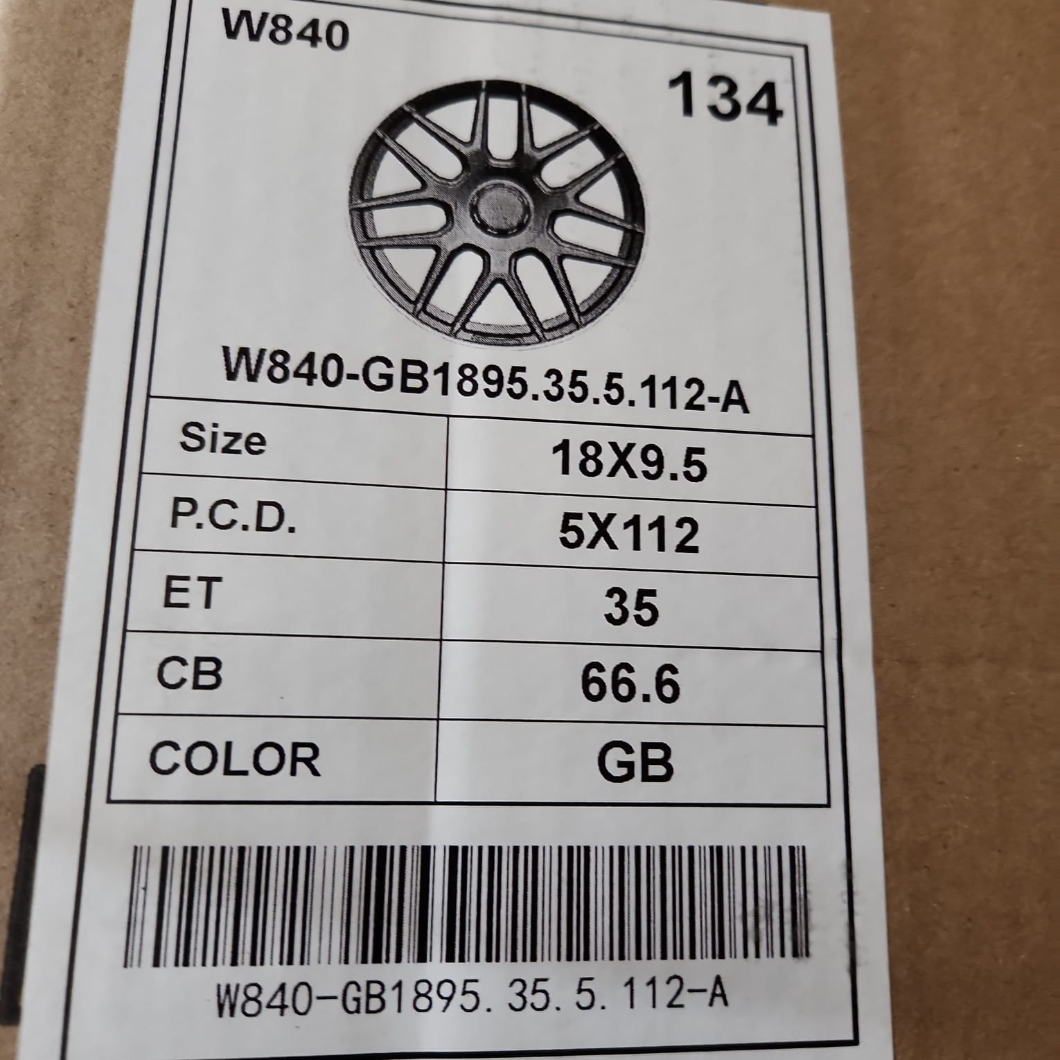 W840 WHEELS 18x9.5 5x112 GLOSS BLACK - Gun Hill Tire House (WTW - WHOLESALE TIRES & WHEELS)