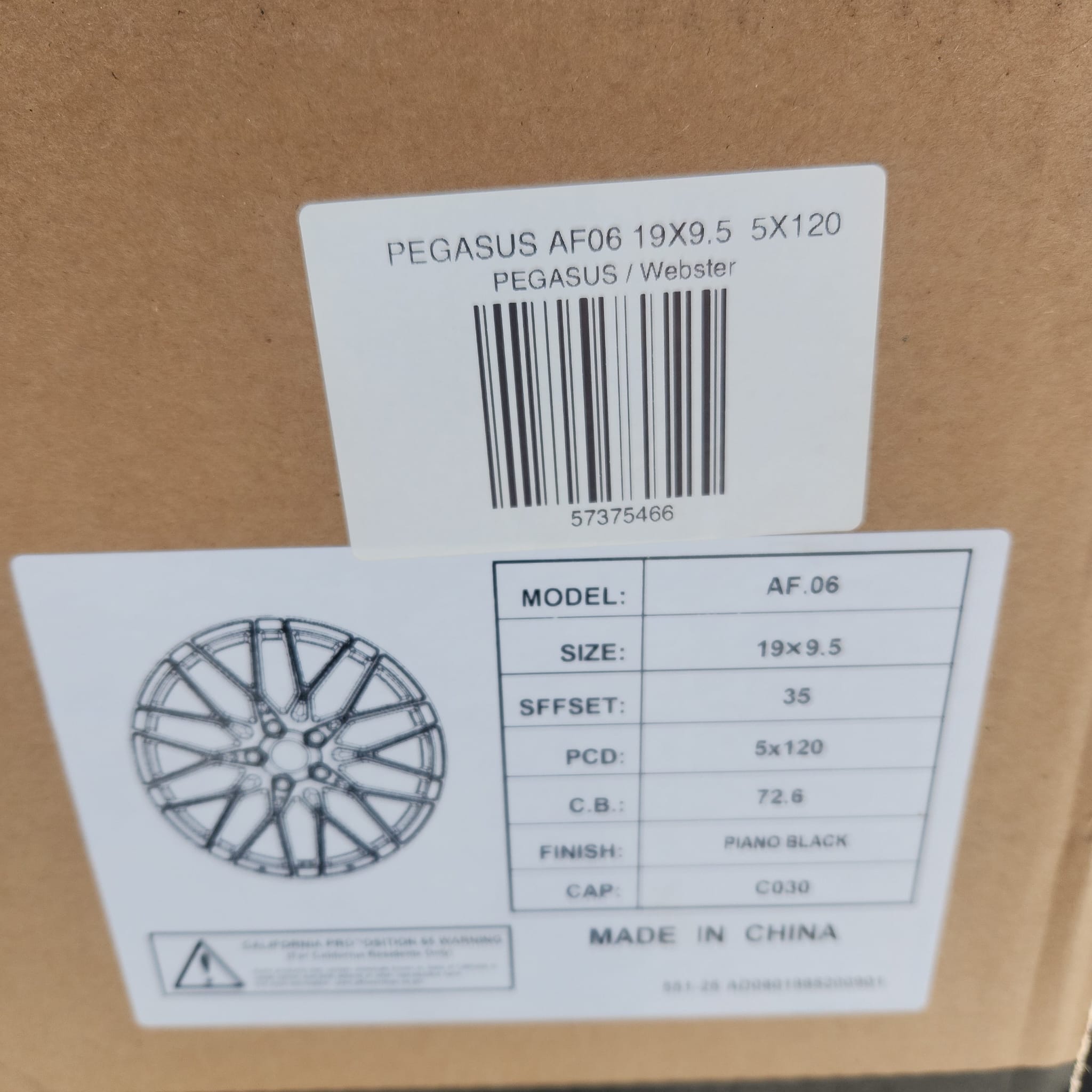 PEGASUS AF06 19x9.5 5x120 GLOSS BLACK - Gun Hill Tire House (WTW - WHOLESALE TIRES & WHEELS)