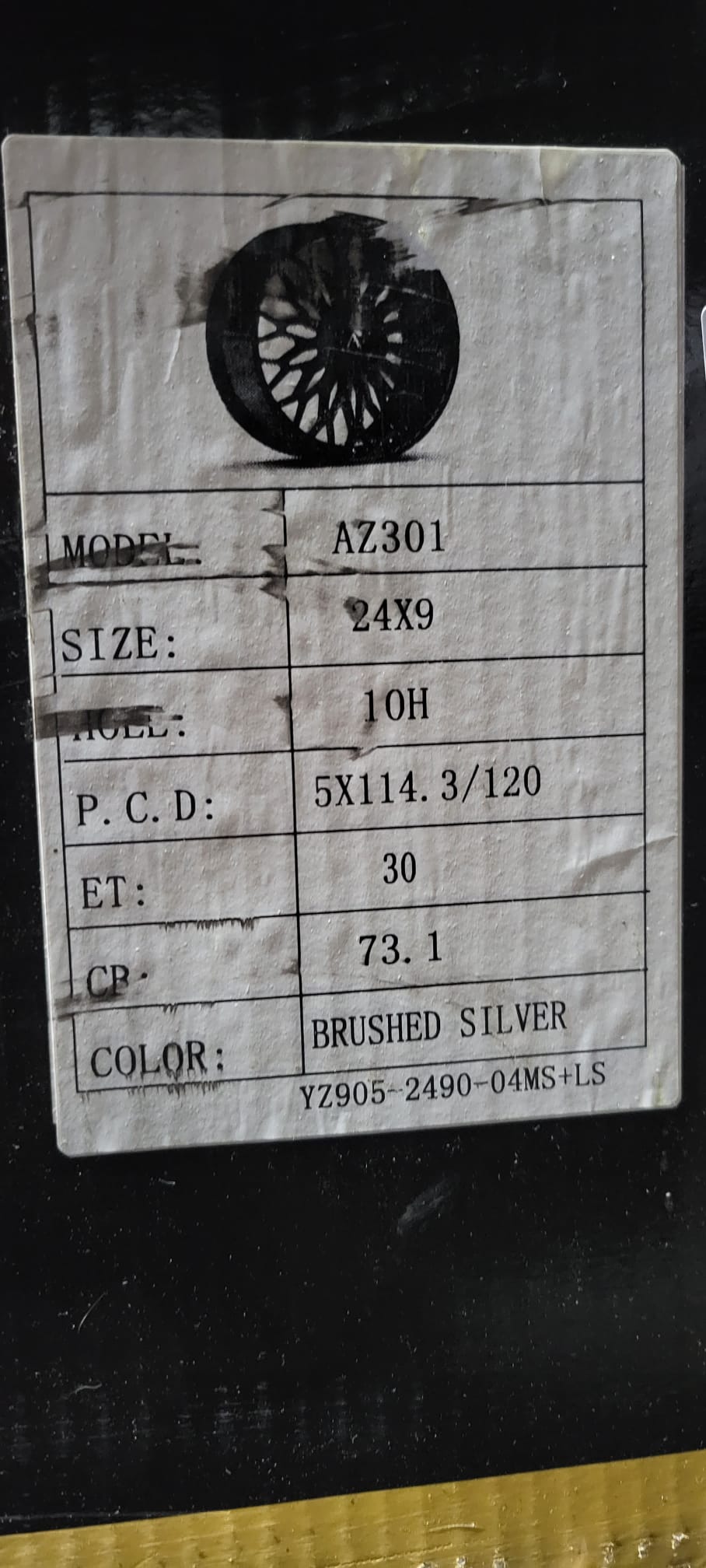 AZAD AZ301 24X9.0 5x120 - 5x114.3 BRUSHED SILVER - Gun Hill Tire House (WTW - WHOLESALE TIRES & WHEELS)