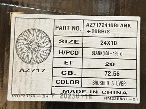 AZ71 24X10 5X130 BRUSHED SILVER - Gun Hill Tire House (WTW - WHOLESALE TIRES & WHEELS)