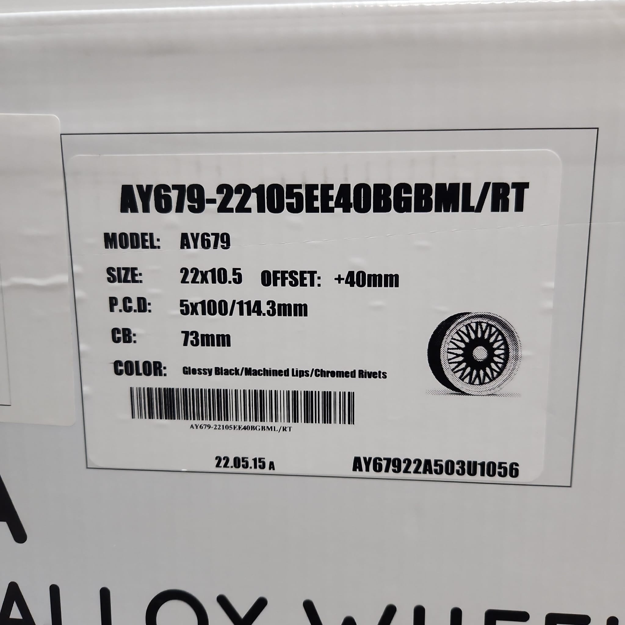 ALFINA AY679 22x10.5 5X100/ 5X114.3 GLOSS BLACK MACHIN FACE - Gun Hill Tire House (WTW - WHOLESALE TIRES & WHEELS)