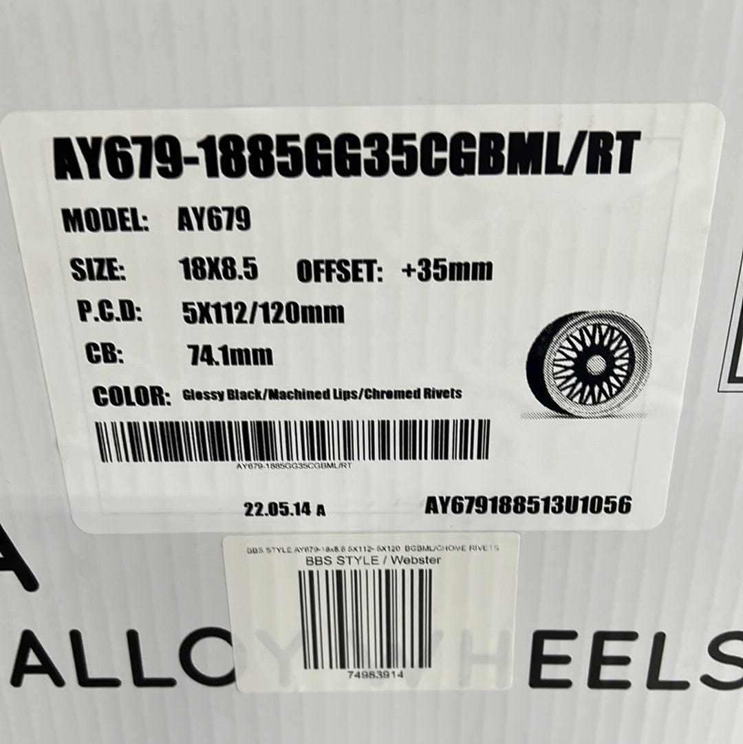 AY679 WHEELS 18x8.5 5X112 - 5X120 BGBML/CHOME RIVETS - Gun Hill Tire House (WTW - WHOLESALE TIRES & WHEELS)