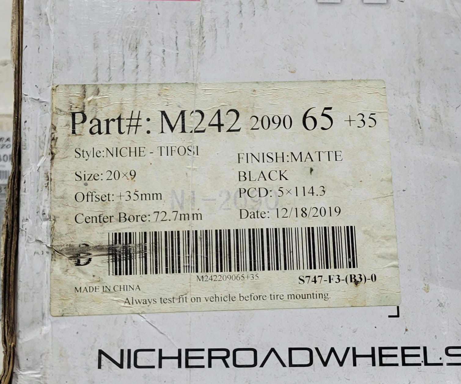 NICHE M242 20X9 5X114.3 MATTE BLACK - Gun Hill Tire House (WTW - WHOLESALE TIRES & WHEELS)