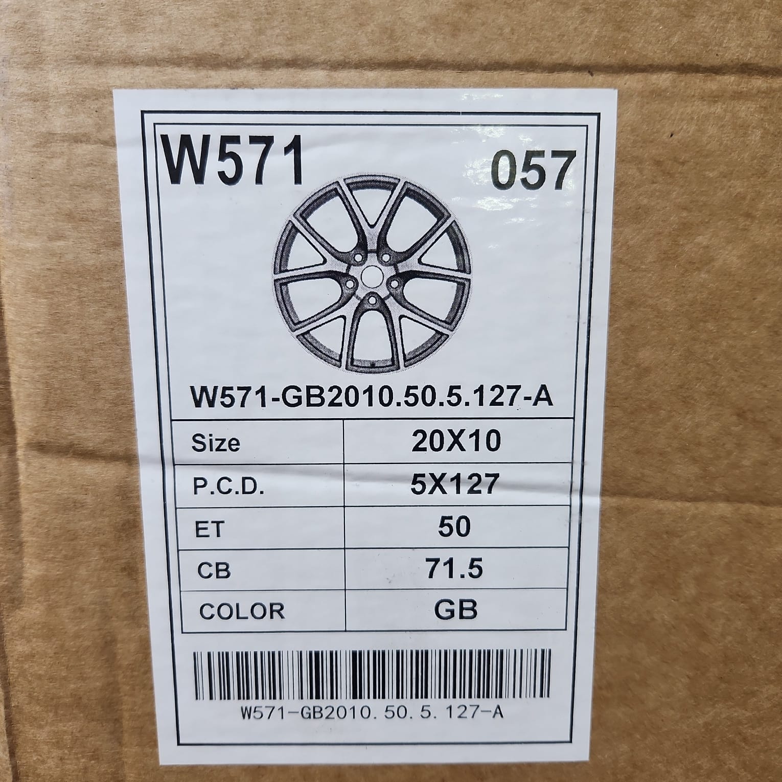 W571 WHEELS 20x10 5X127 GLOSS BLACK - Gun Hill Tire House (WTW - WHOLESALE TIRES & WHEELS)