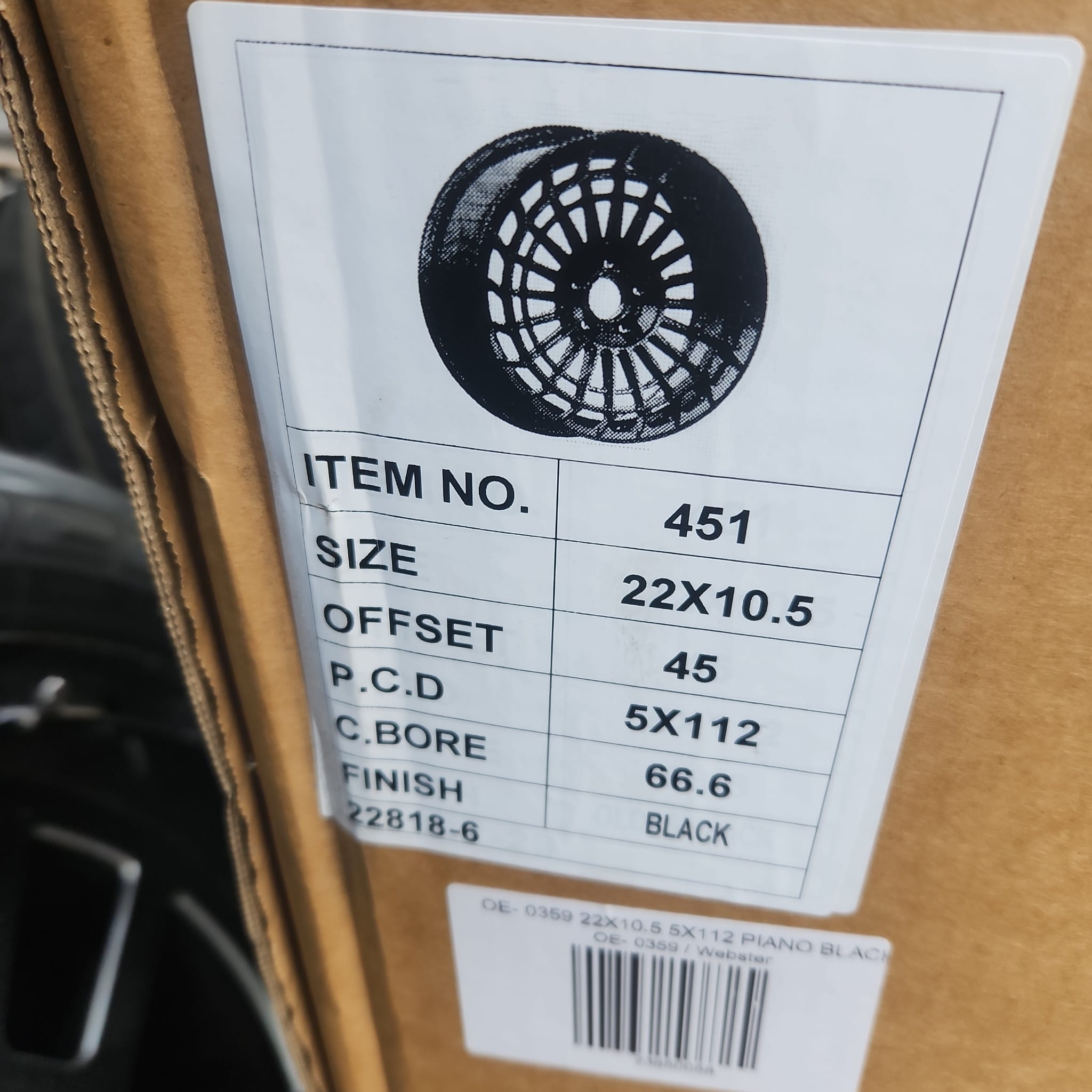 OE - 0359 22X10.5 5X112 PIANO BLACK - Gun Hill Tire House (WTW - WHOLESALE TIRES & WHEELS)