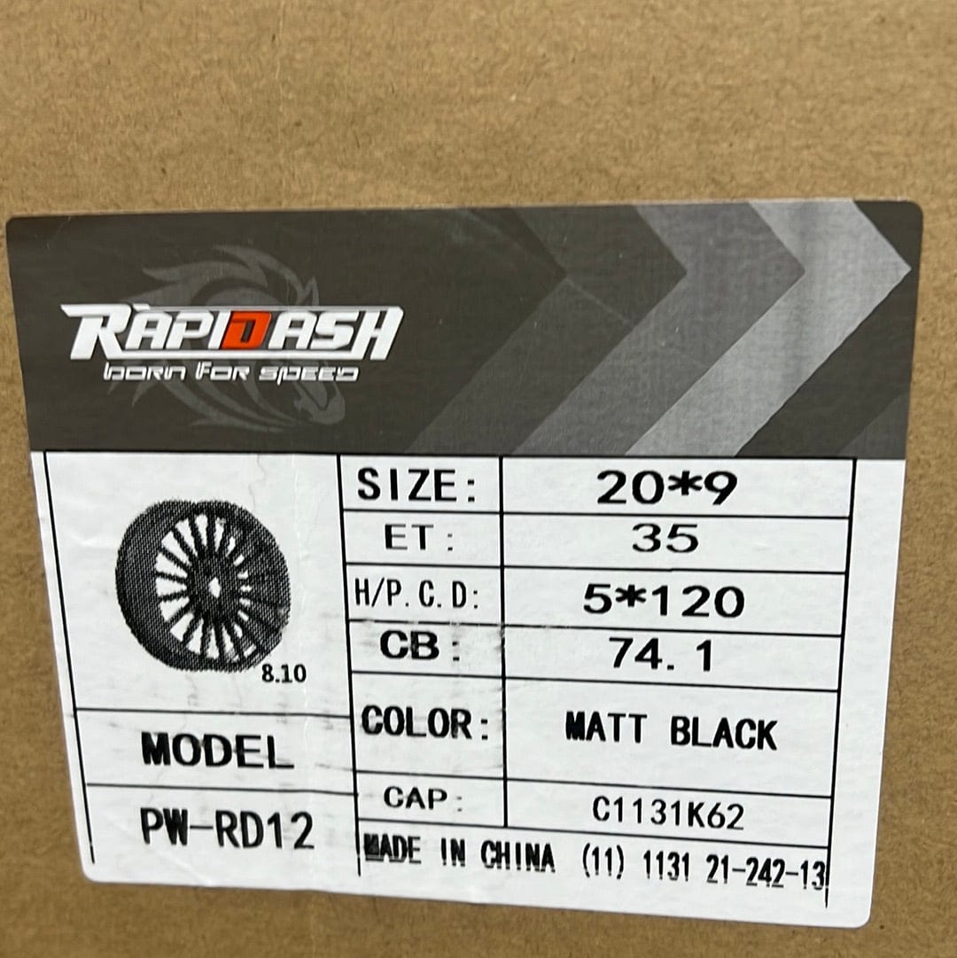 PW - RAPIDASH - RD12 WHEELS 20x9 5X120 MATT BLACK - Gun Hill Tire House (WTW - WHOLESALE TIRES & WHEELS)