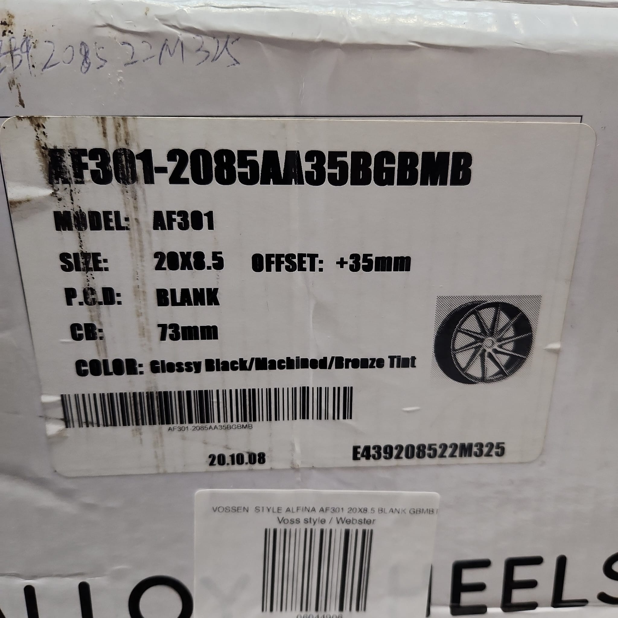 ALFINA AF301 20X8.5 BLANK GBMBT - Gun Hill Tire House (WTW - WHOLESALE TIRES & WHEELS)