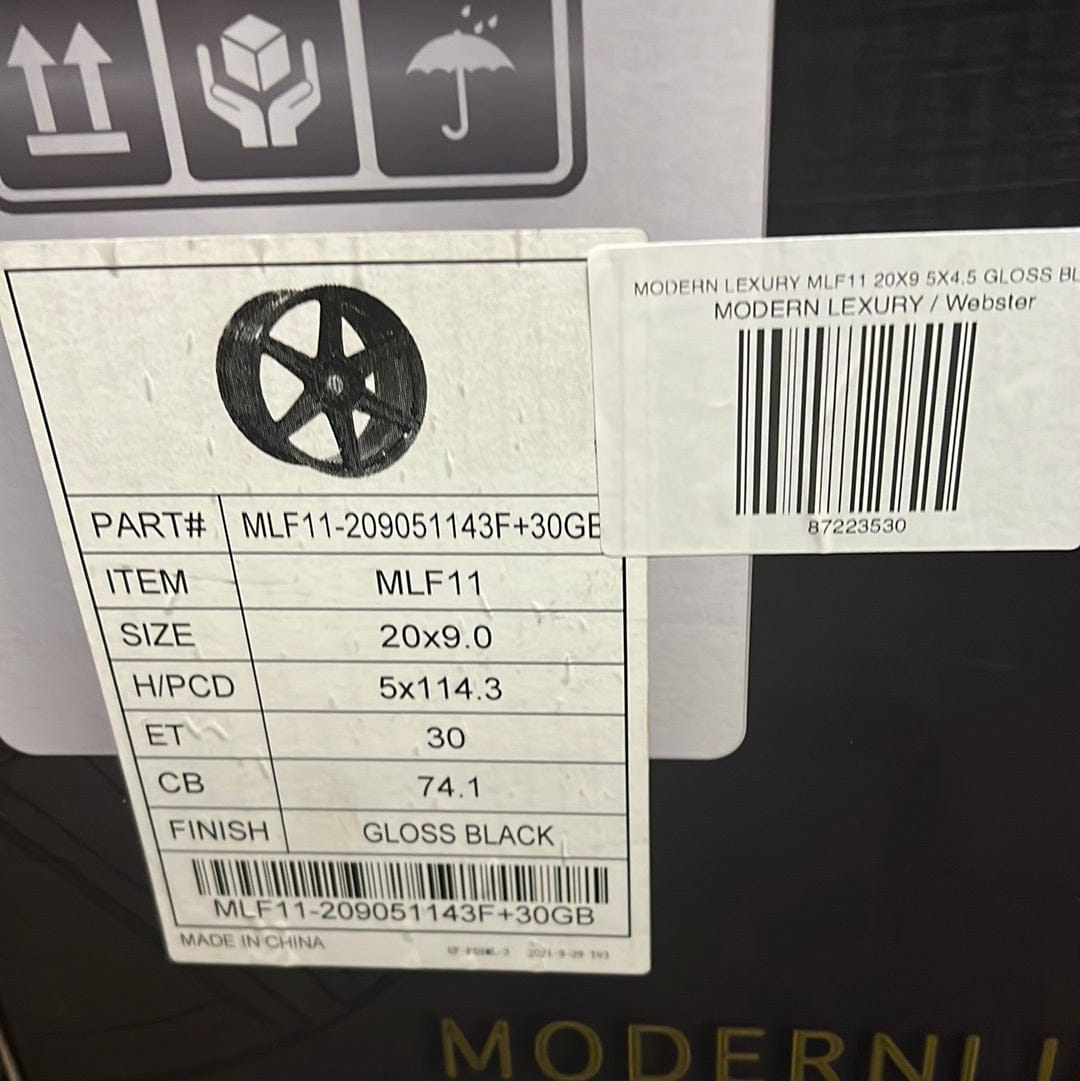 MODERN LEXURY MLF11 20X9 5X114.3 GLOSS BLACK - Gun Hill Tire House (WTW - WHOLESALE TIRES & WHEELS)