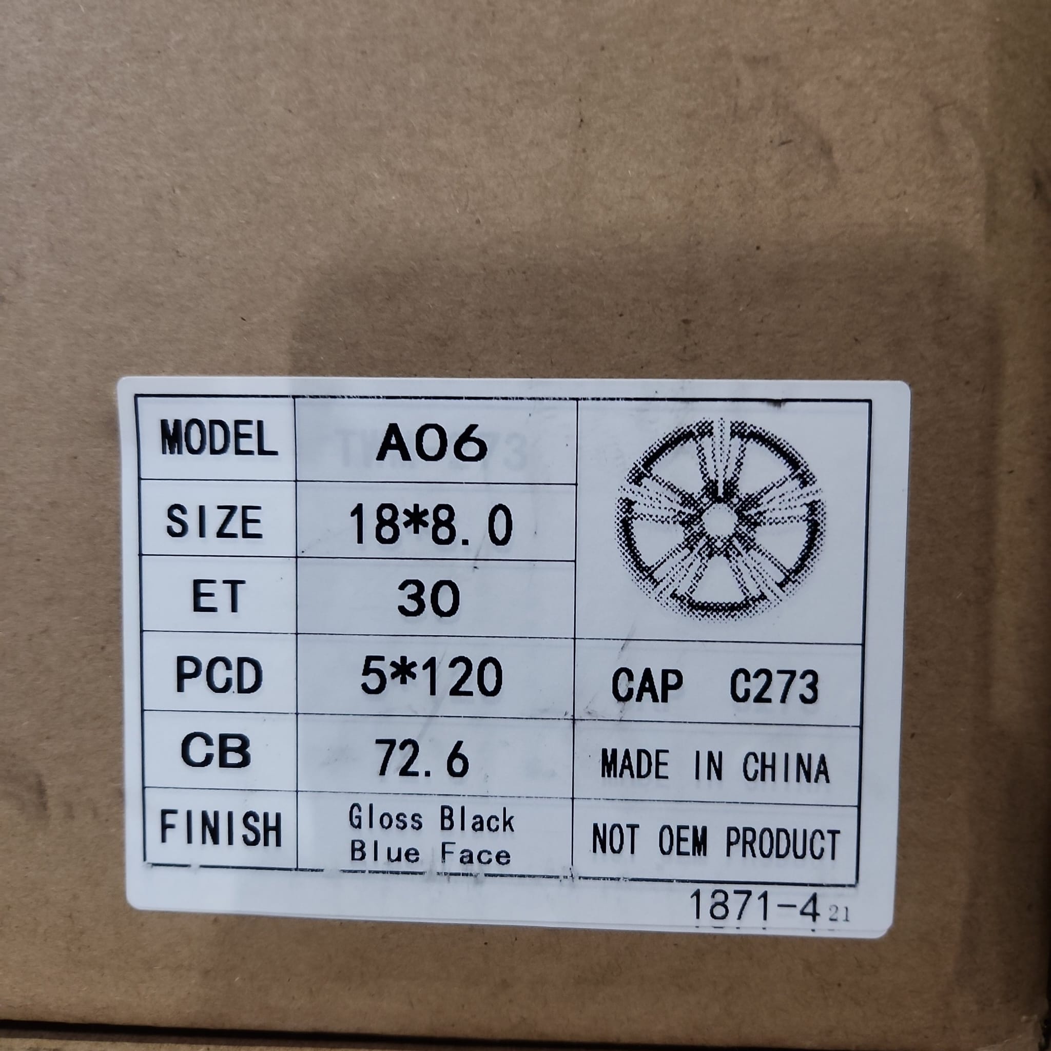 A06 WHEELS 18X8 5X120 GLOSS BLACK BLUE FACE - Gun Hill Tire House (WTW - WHOLESALE TIRES & WHEELS)