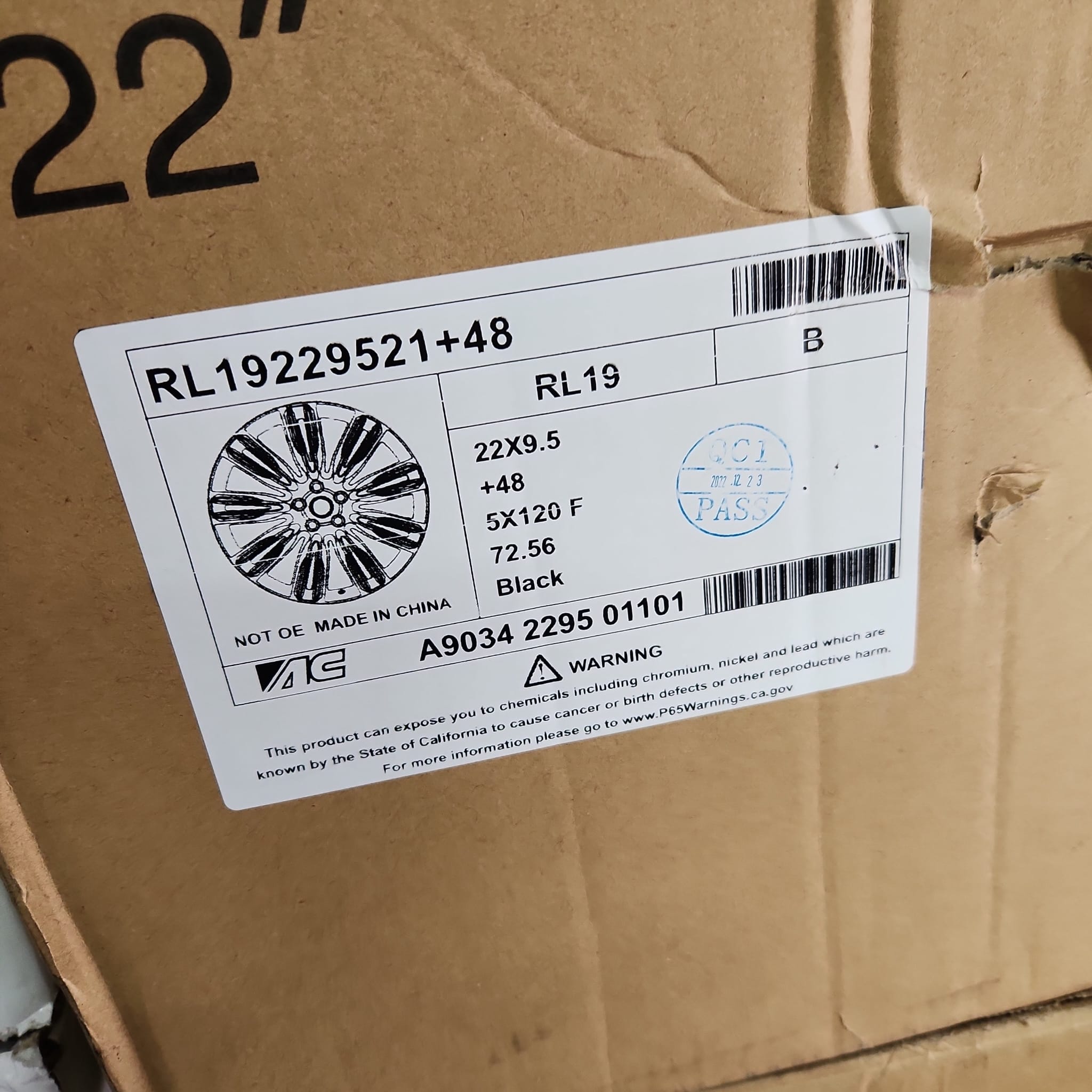 STYLE RL19 22X9.5 5X120 GLOSSB BLACK - Gun Hill Tire House (WTW - WHOLESALE TIRES & WHEELS)