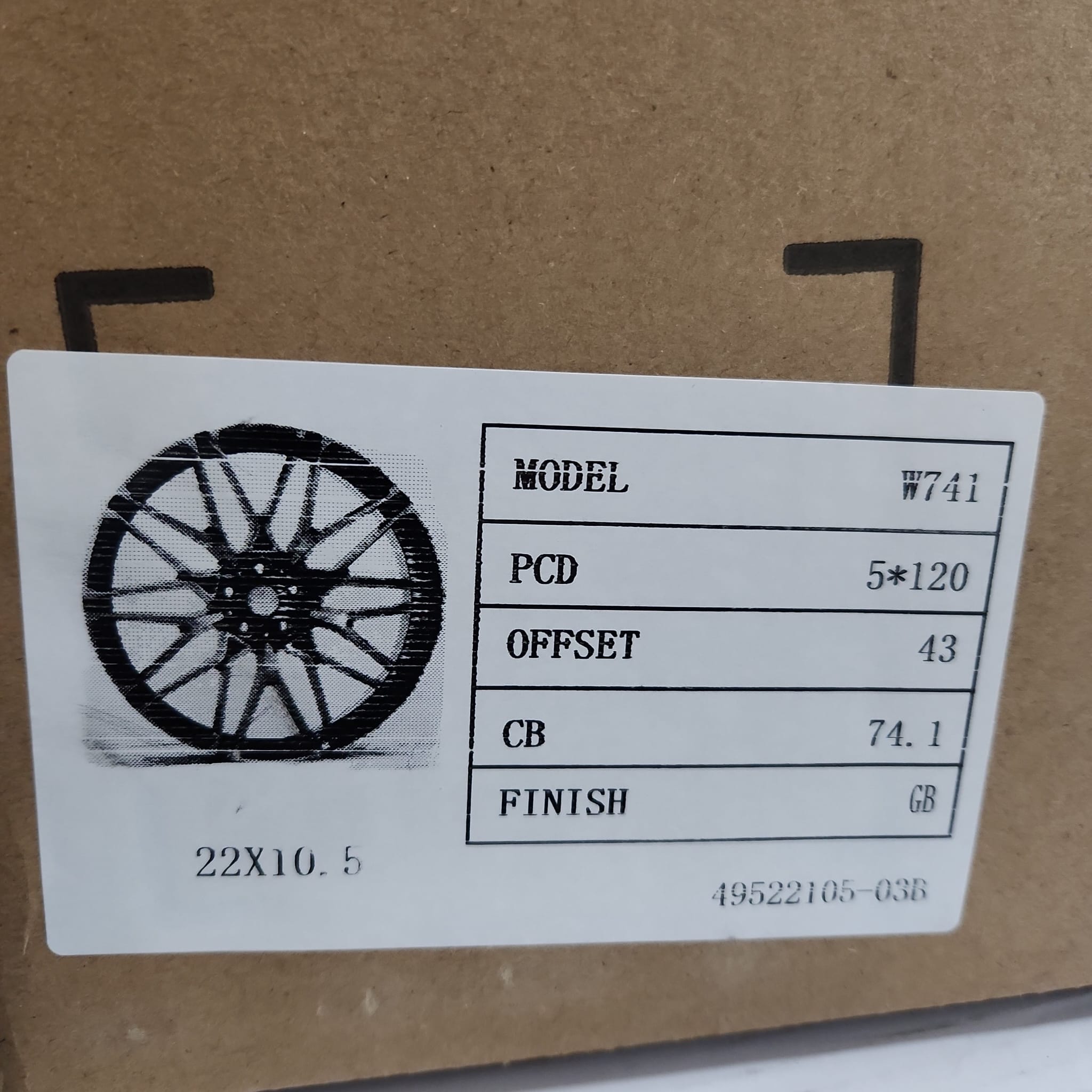 W741 WHEELS 495 22X10.5 5X120 GLOSS BLACK - Gun Hill Tire House (WTW - WHOLESALE TIRES & WHEELS)