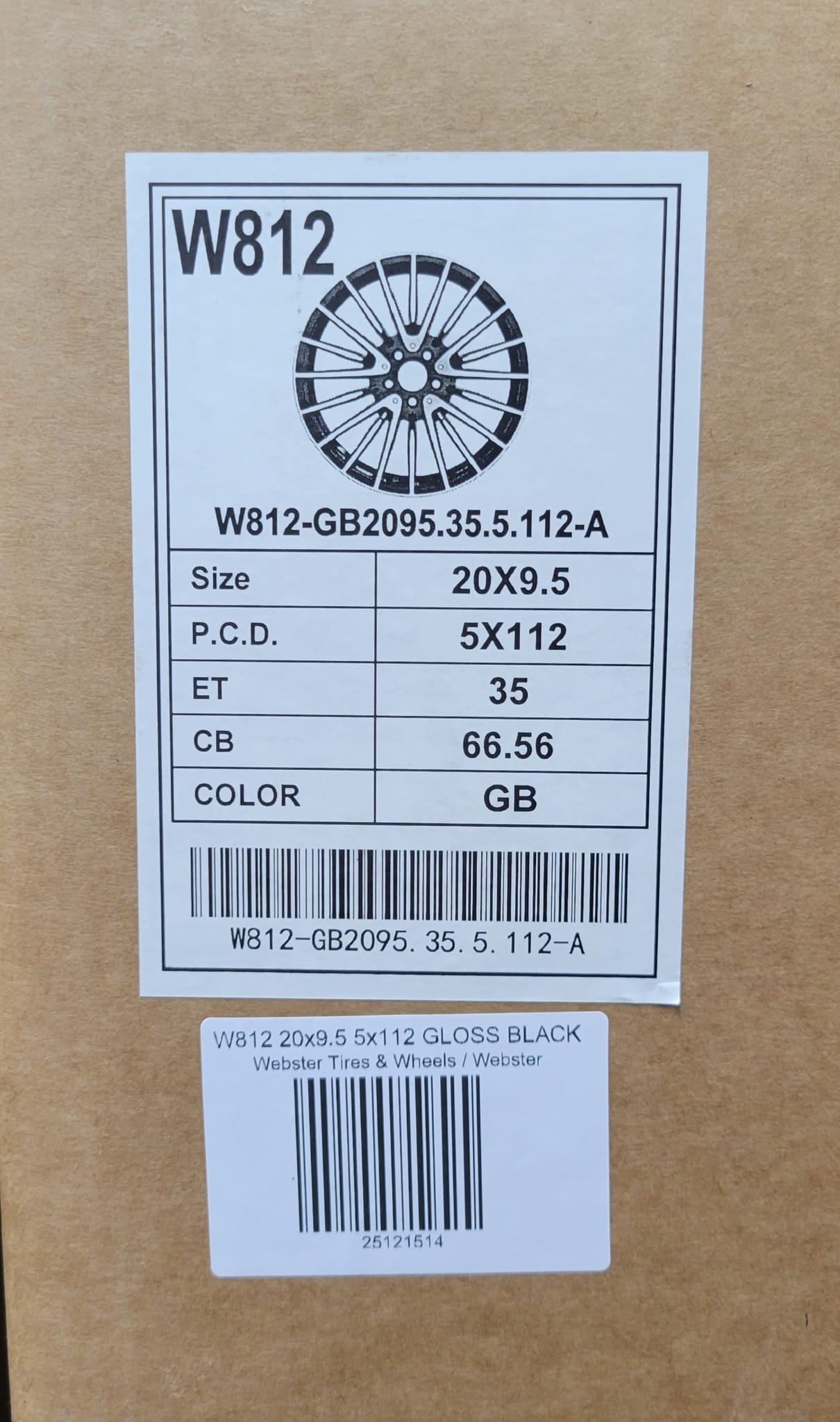 W812 20x9.5 5x112 GLOSS BLACK - Gun Hill Tire House (WTW - WHOLESALE TIRES & WHEELS)