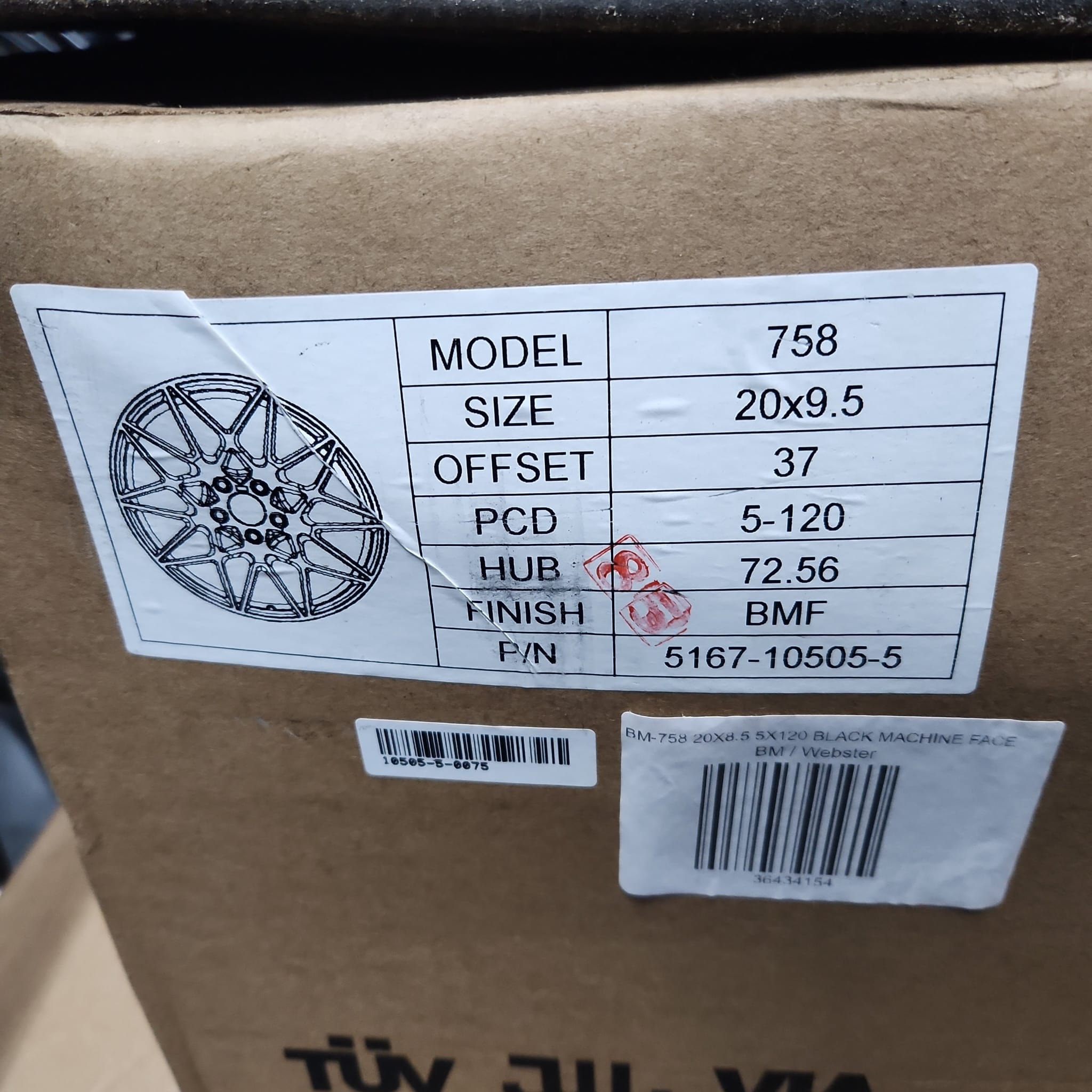 758 WHEELS 20X9.5 5X120 BLACK MACHINE FACE - Gun Hill Tire House (WTW - WHOLESALE TIRES & WHEELS)