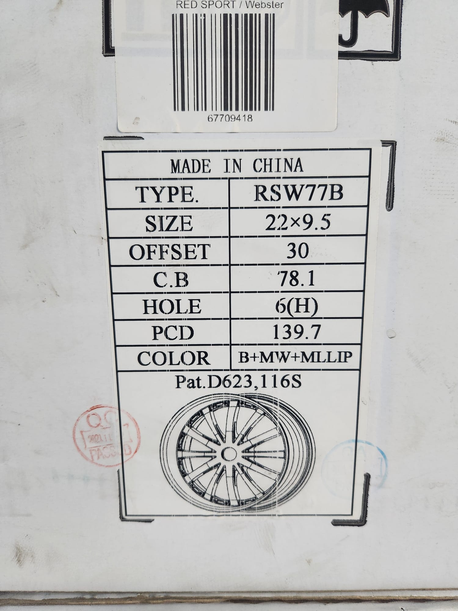 RSW77B 22X9.5 6X139.7 BMW MLLIP - Gun Hill Tire House (WTW - WHOLESALE TIRES & WHEELS)