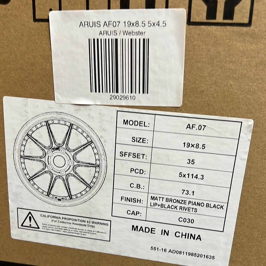 ARUIS AF07 19x8.5 5x4.5 MATTE BRONZE PIANO BLACK LIB BLACK RIVETE - Gun Hill Tire House (WTW - WHOLESALE TIRES & WHEELS)
