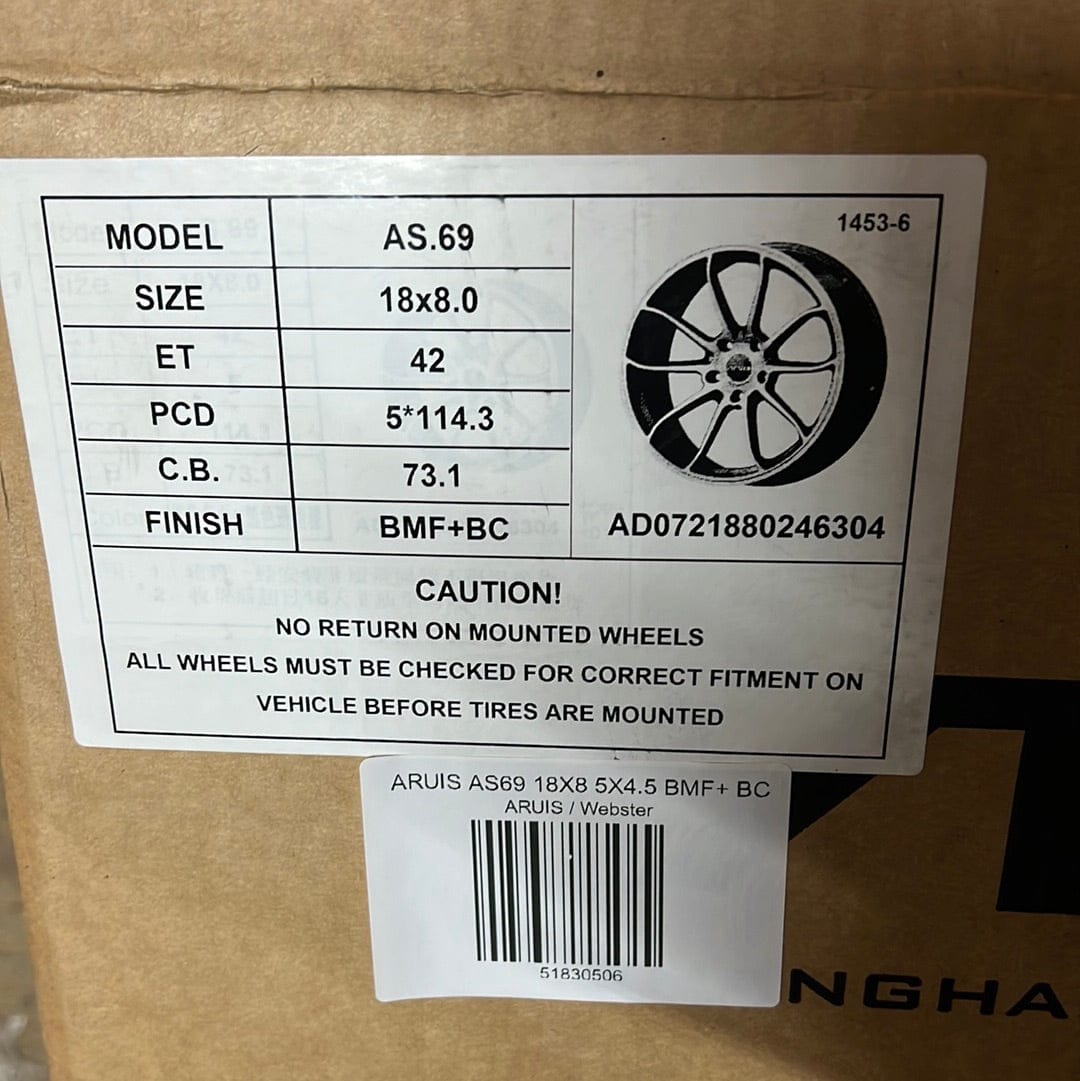 ARUIS AS69 18X8 5X4.5 BLACK MACHINE FACE - Gun Hill Tire House (WTW - WHOLESALE TIRES & WHEELS)