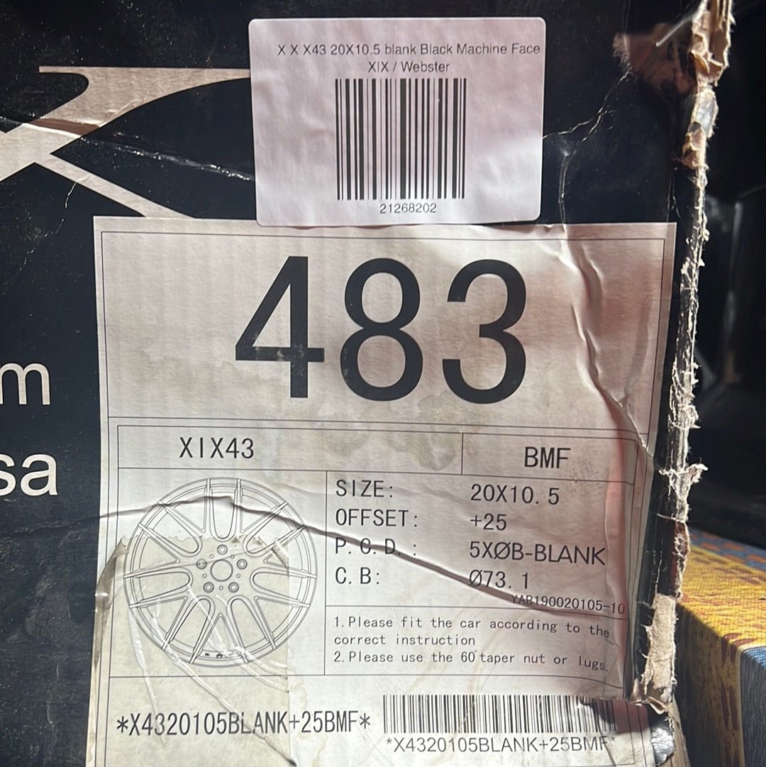 XIX X43 20X10.5 blank Black Machine Face - Gun Hill Tire House (WTW - WHOLESALE TIRES & WHEELS)