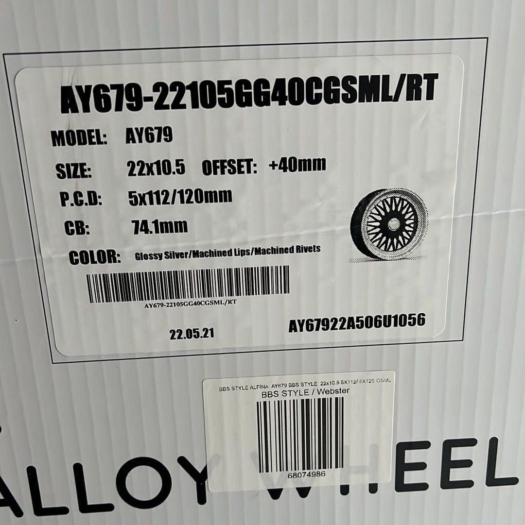 ALFINA AY679 22x10.5 5X112/ 5X120 SILVER - Gun Hill Tire House (WTW - WHOLESALE TIRES & WHEELS)