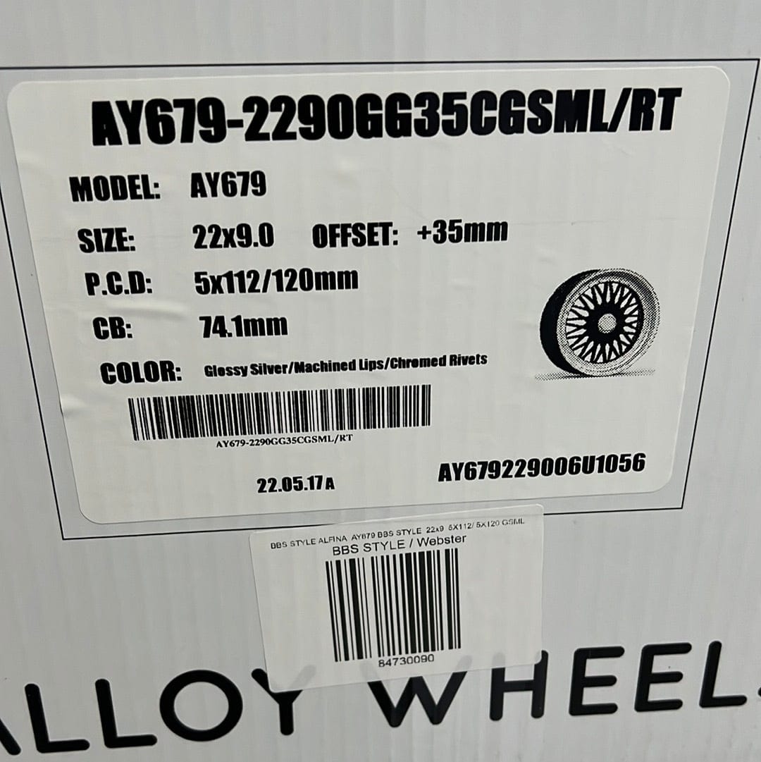 WHEELS ALFINA AY679 22x9 5X112/ 5X120 SILVER MACHINED - Gun Hill Tire House (WTW - WHOLESALE TIRES & WHEELS)