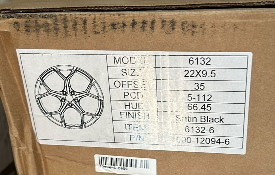 6132 VE 22X9.5 5X112 SATIN BLACK - Gun Hill Tire House (WTW - WHOLESALE TIRES & WHEELS)