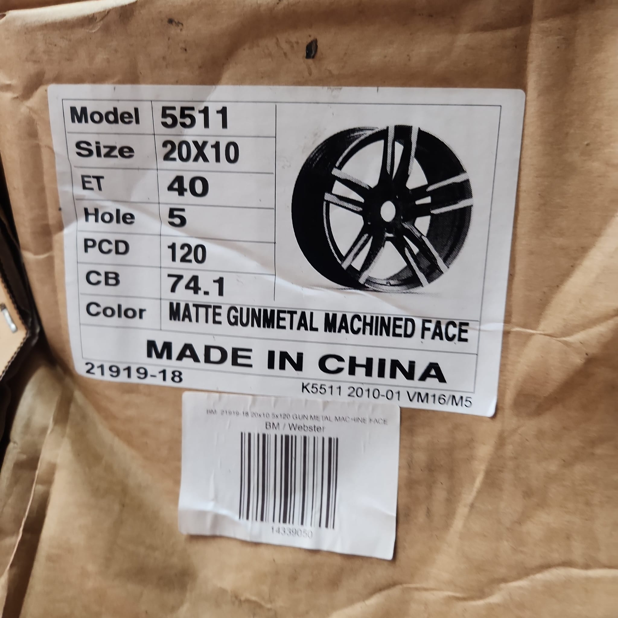 OE - 5511 20X10 5X120 MATTE GUN METAL MACHINE FACE - Gun Hill Tire House (WTW - WHOLESALE TIRES & WHEELS)