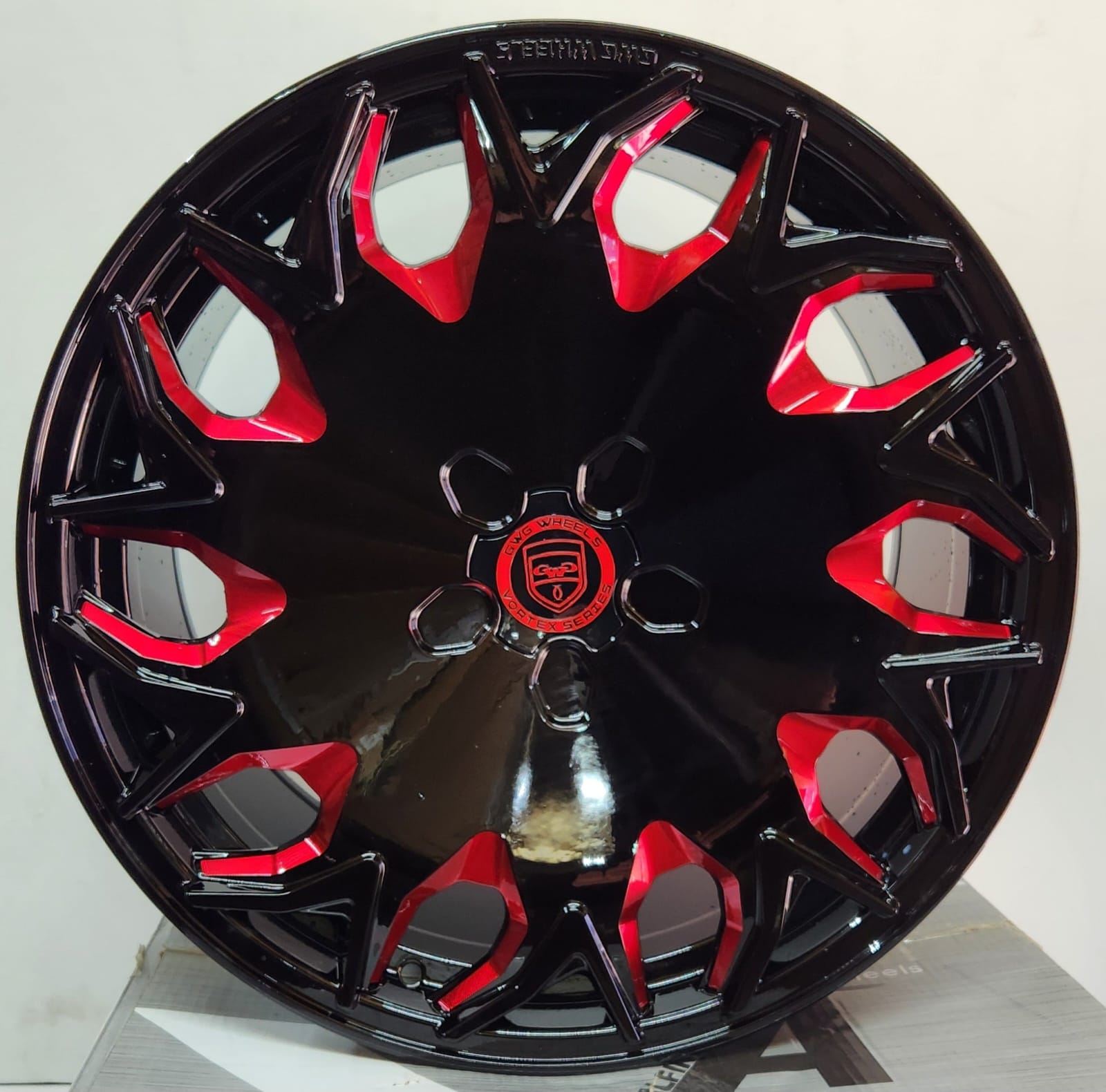 GWG VORTEX GV06 20x8.5 5x120 GLOSS BLACK RED MILL - Gun Hill Tire House (WTW - WHOLESALE TIRES & WHEELS)