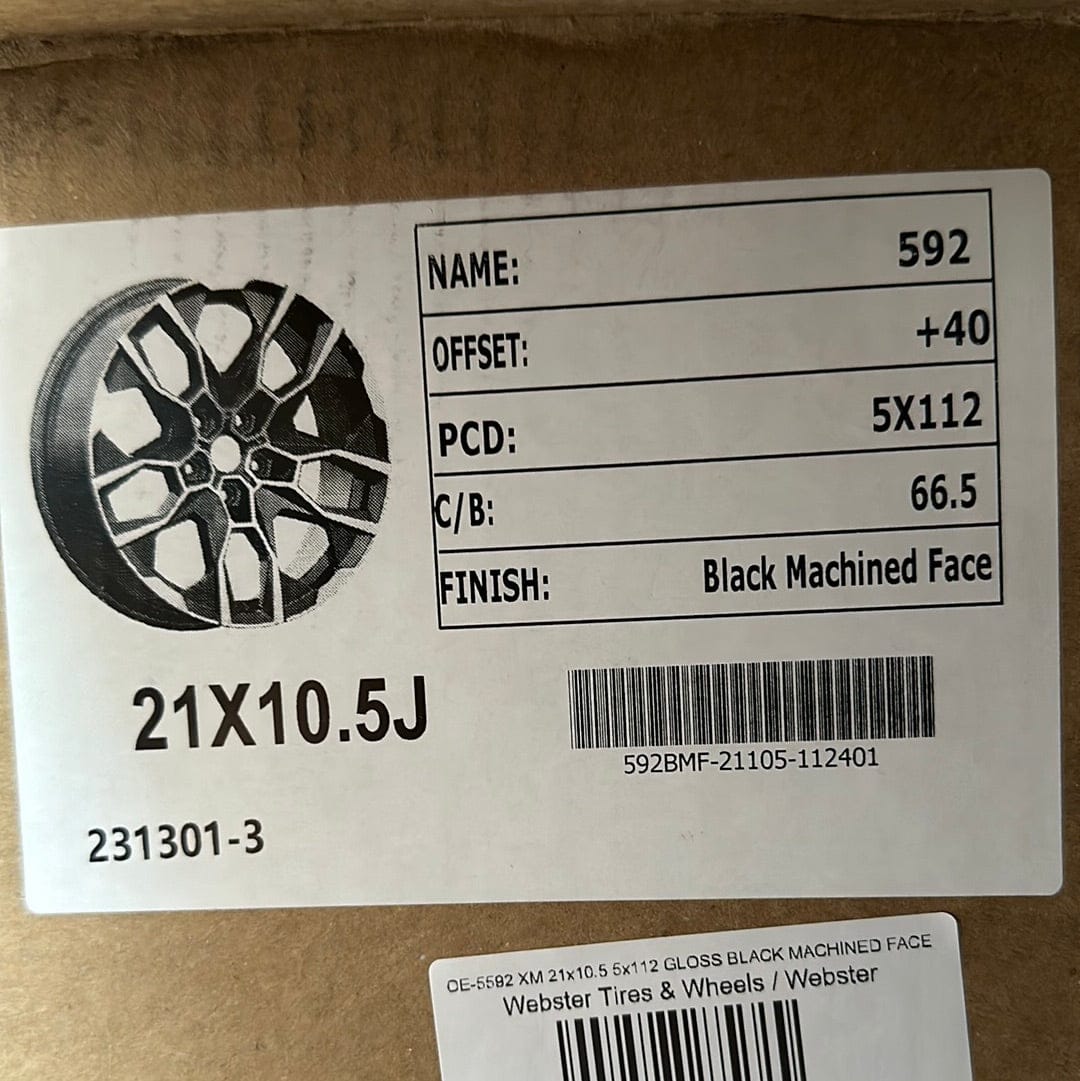 OE - 5592 XM 21x10.5 5x112 GLOSS BLACK MACHINED FACE - Gun Hill Tire House (WTW - WHOLESALE TIRES & WHEELS)