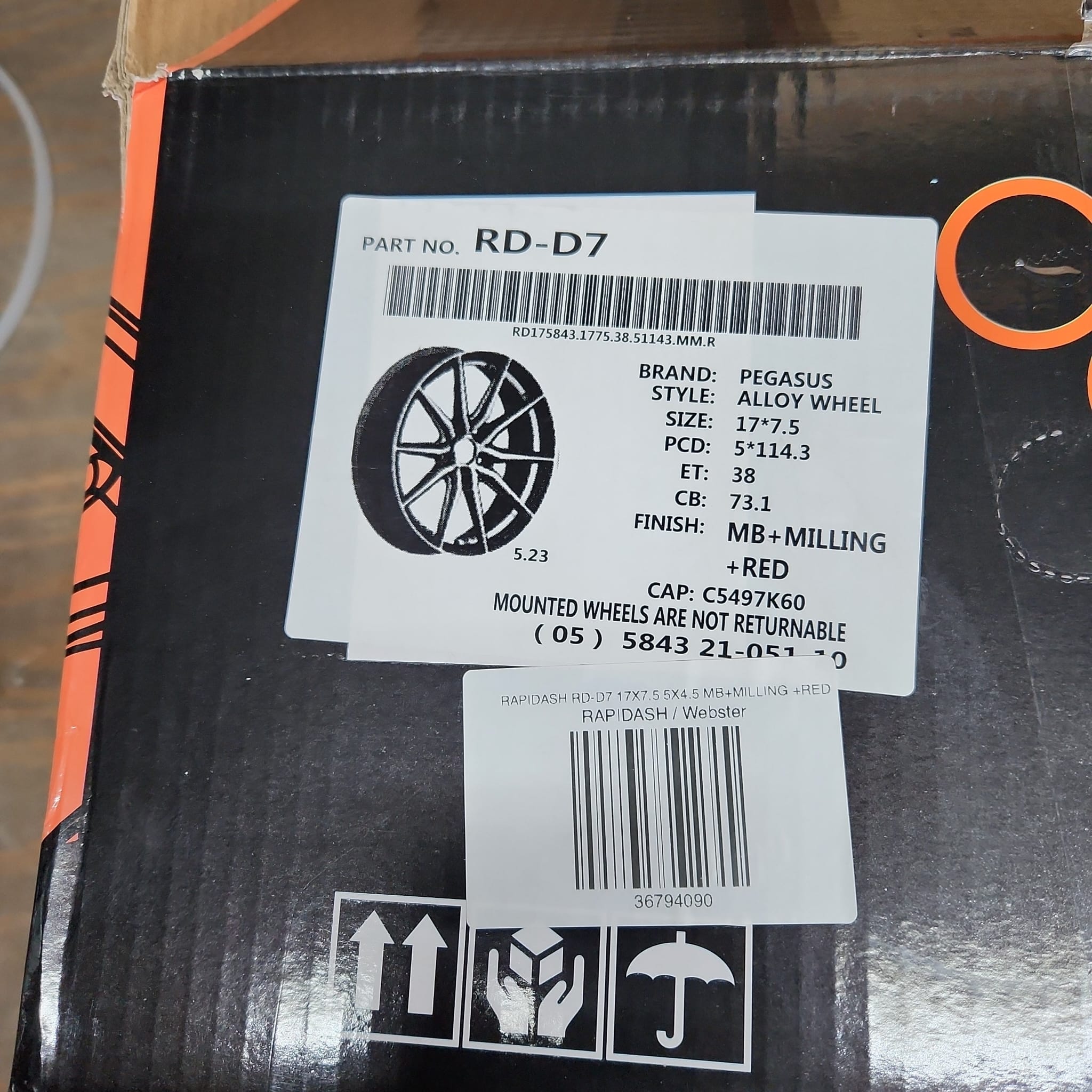 RAPIDASH RD - D7 17X7.5 5X4.5 MB+MILLING +RED - Gun Hill Tire House (WTW - WHOLESALE TIRES & WHEELS)