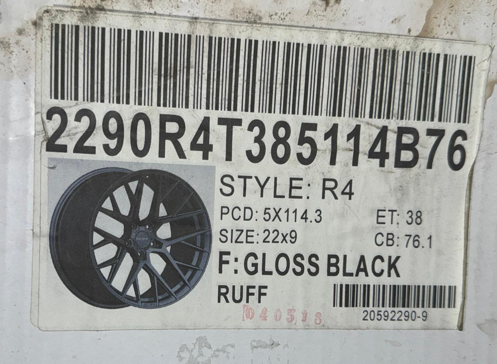 R4 22X9 5X120 GLOSS BLACK - Gun Hill Tire House (WTW - WHOLESALE TIRES & WHEELS)