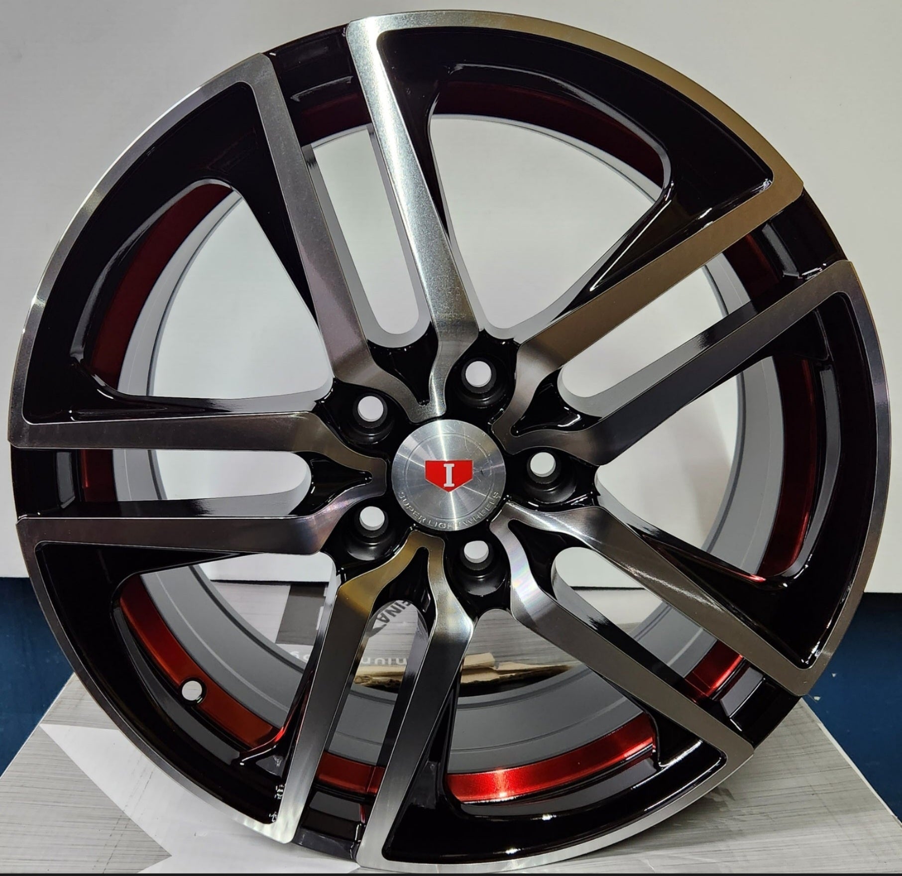 RAPIDASH - PW RD14 18X8 5X4.5 PIANO BLACK MACHINE + RED UNDER CUT - Gun Hill Tire House (WTW - WHOLESALE TIRES & WHEELS)