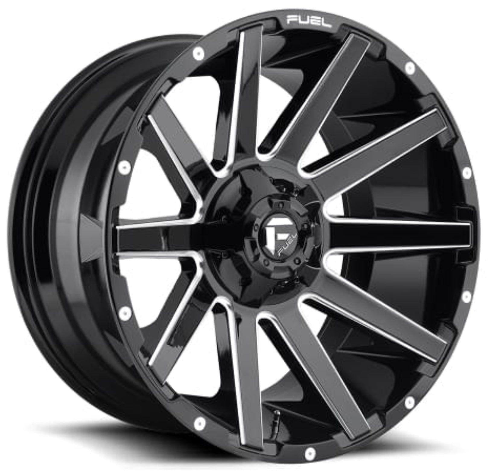 FUEL D615 22X10 5X150 5X139.7 GLOSS BLACK MILLED - Gun Hill Tire House (WTW - WHOLESALE TIRES & WHEELS)