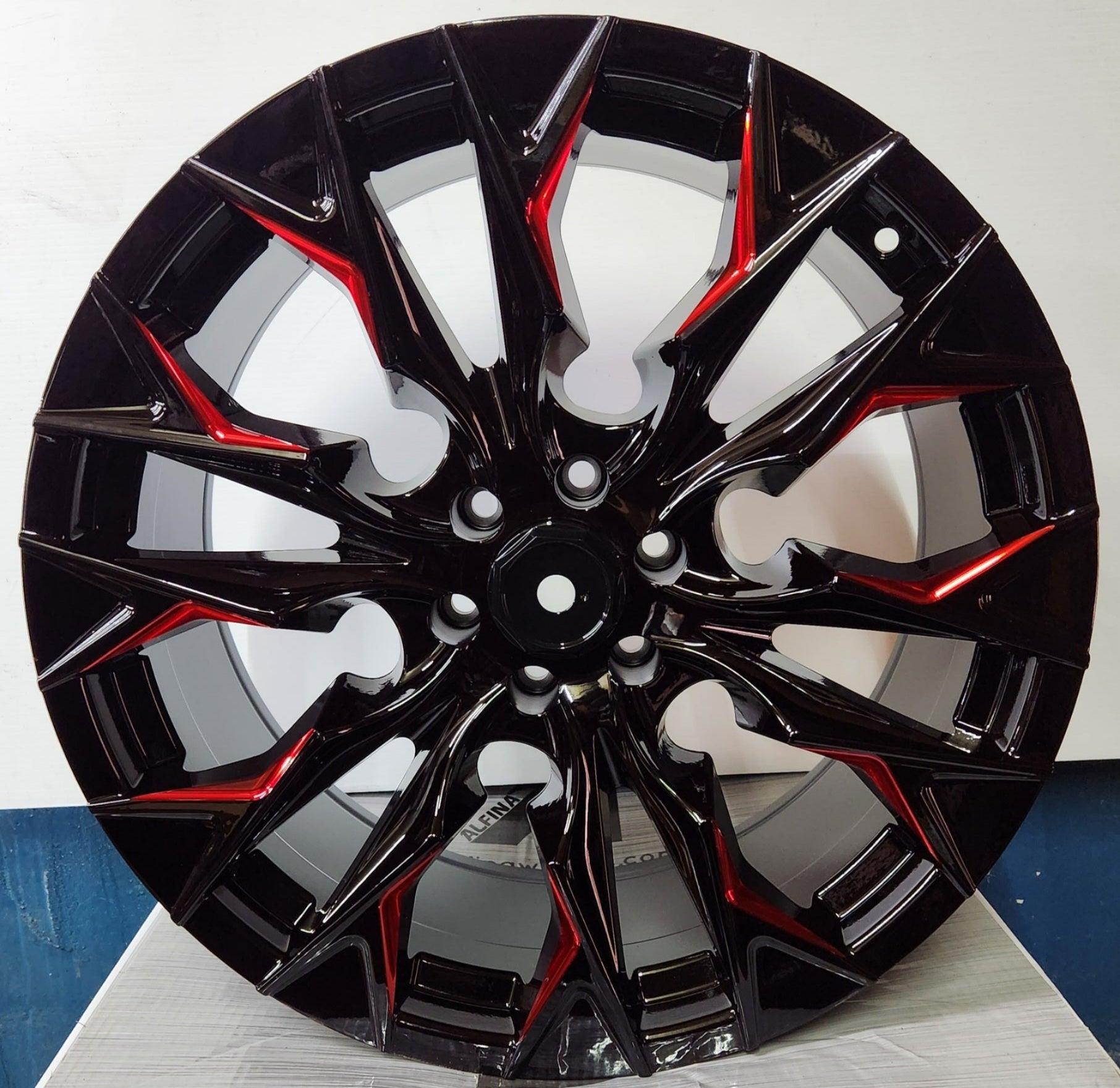 OF - 14 20X9 6X114.3 PIANO BLACK W/RED MILLED - Gun Hill Tire House (WTW - WHOLESALE TIRES & WHEELS)