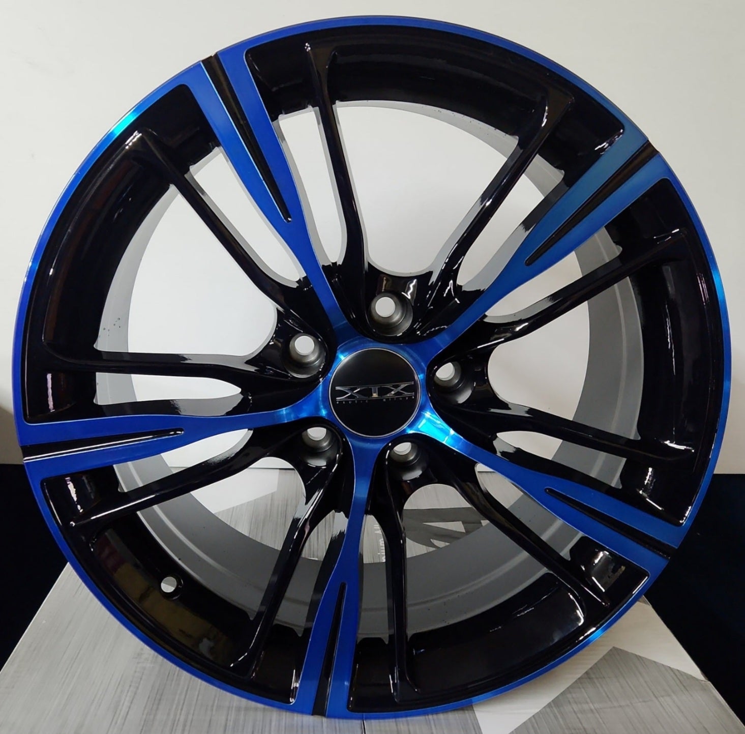 A06 WHEELS 18X8 5X120 GLOSS BLACK BLUE FACE - Gun Hill Tire House (WTW - WHOLESALE TIRES & WHEELS)