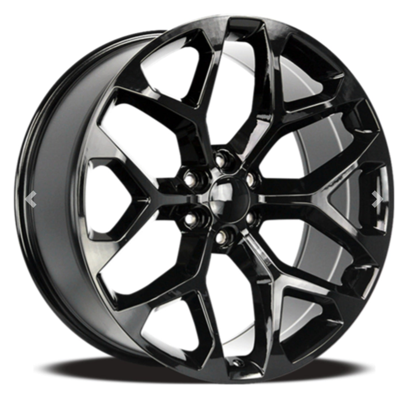 SNOW FLAKE REPLI - 348N f7359 CHEVY 22X9 6X139.7 PIANO BLACK - Gun Hill Tire House (WTW - WHOLESALE TIRES & WHEELS)
