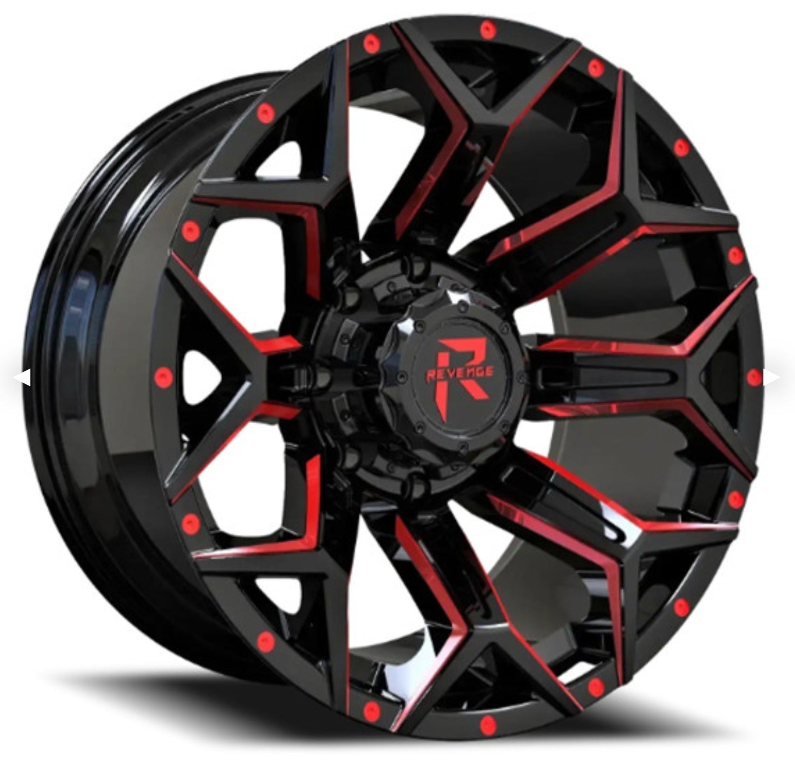 REVENGE RV - 202 20X9.0 8X180 BLACK AND RED MILLED - Gun Hill Tire House (WTW - WHOLESALE TIRES & WHEELS)