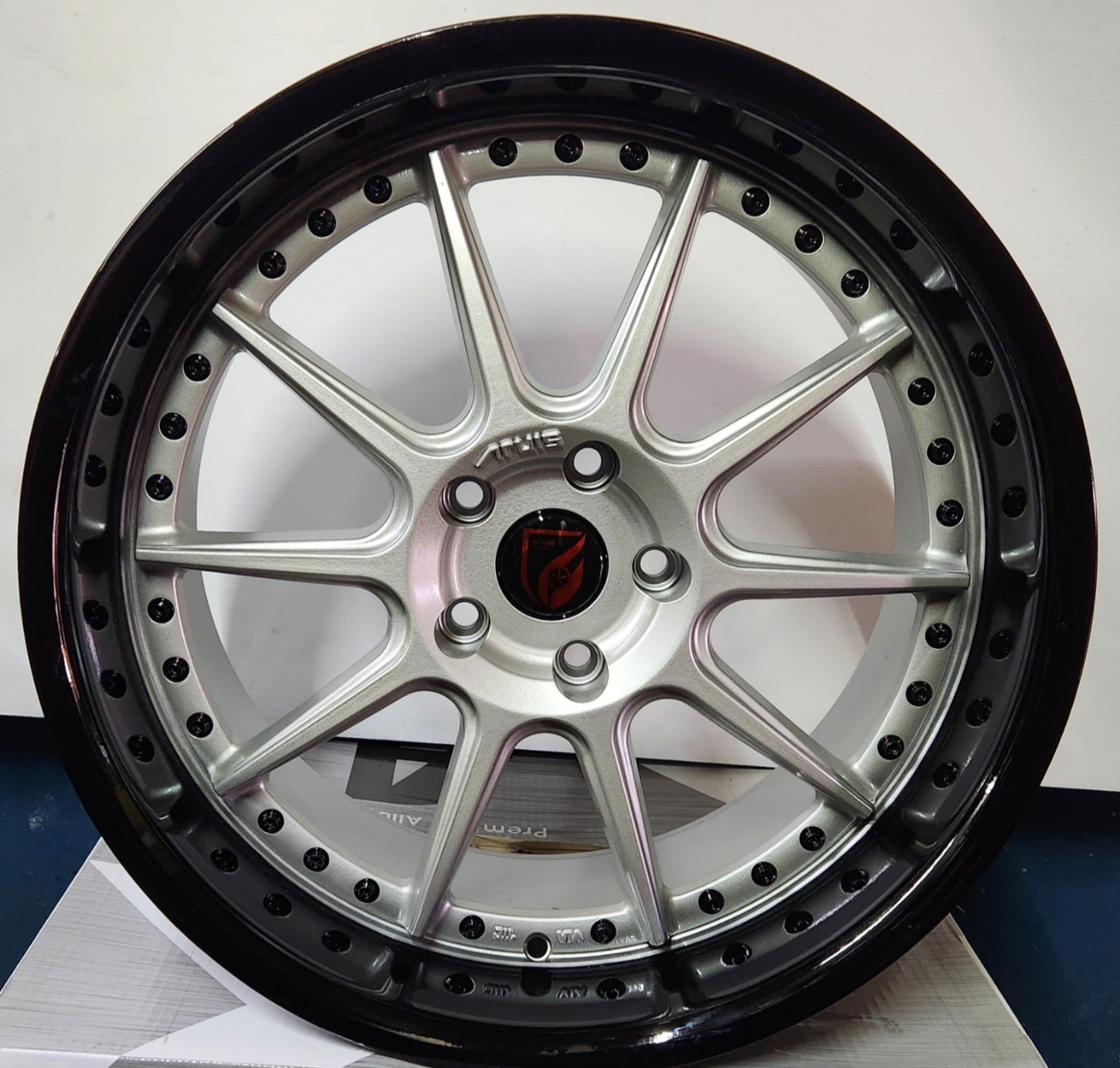 ARUIS AF07 19X8.5 5X4.5 MATT SILVER PIANO BLACK LIP + BLACK RIVETS - Gun Hill Tire House (WTW - WHOLESALE TIRES & WHEELS)