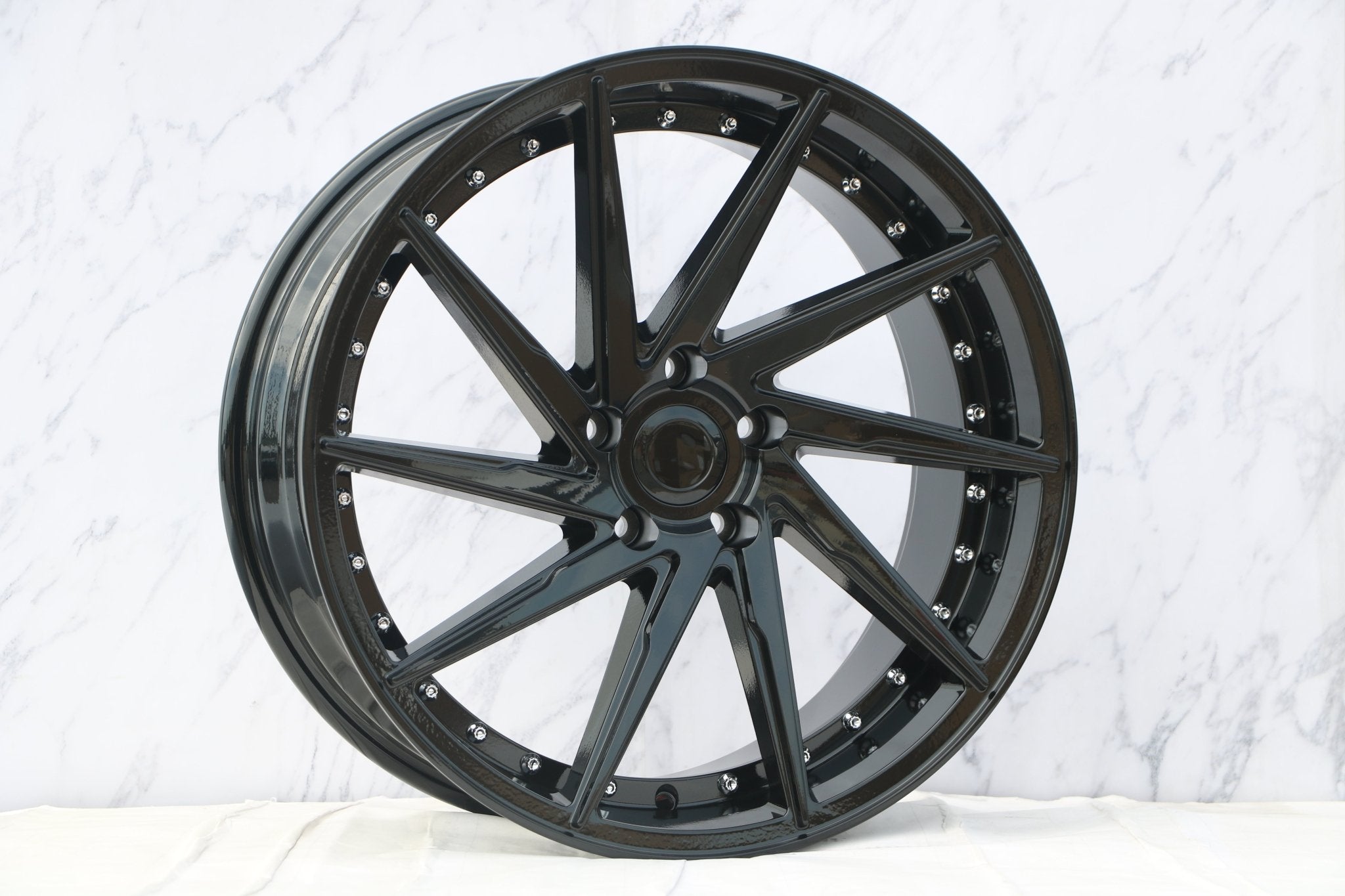 W511 1284A Gloss Black Silver Rivet 19x9.5 ET35 5x114.3 CB73.1 - Gun Hill Tire House (WTW - WHOLESALE TIRES & WHEELS)