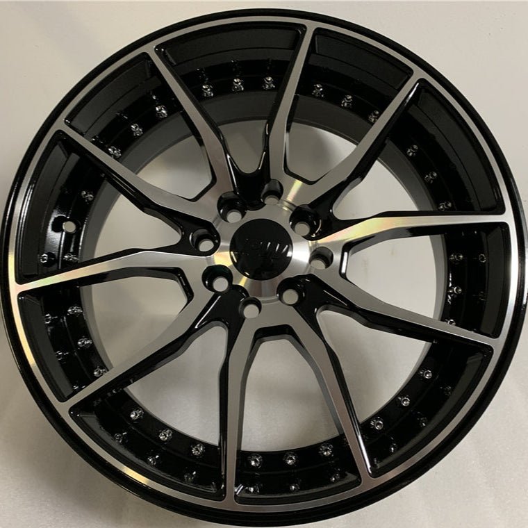 W512 Black Machined Face Silver Rivet 20x9.5 ET35 x5120 CB 72.56 - Gun Hill Tire House (WTW - WHOLESALE TIRES & WHEELS)