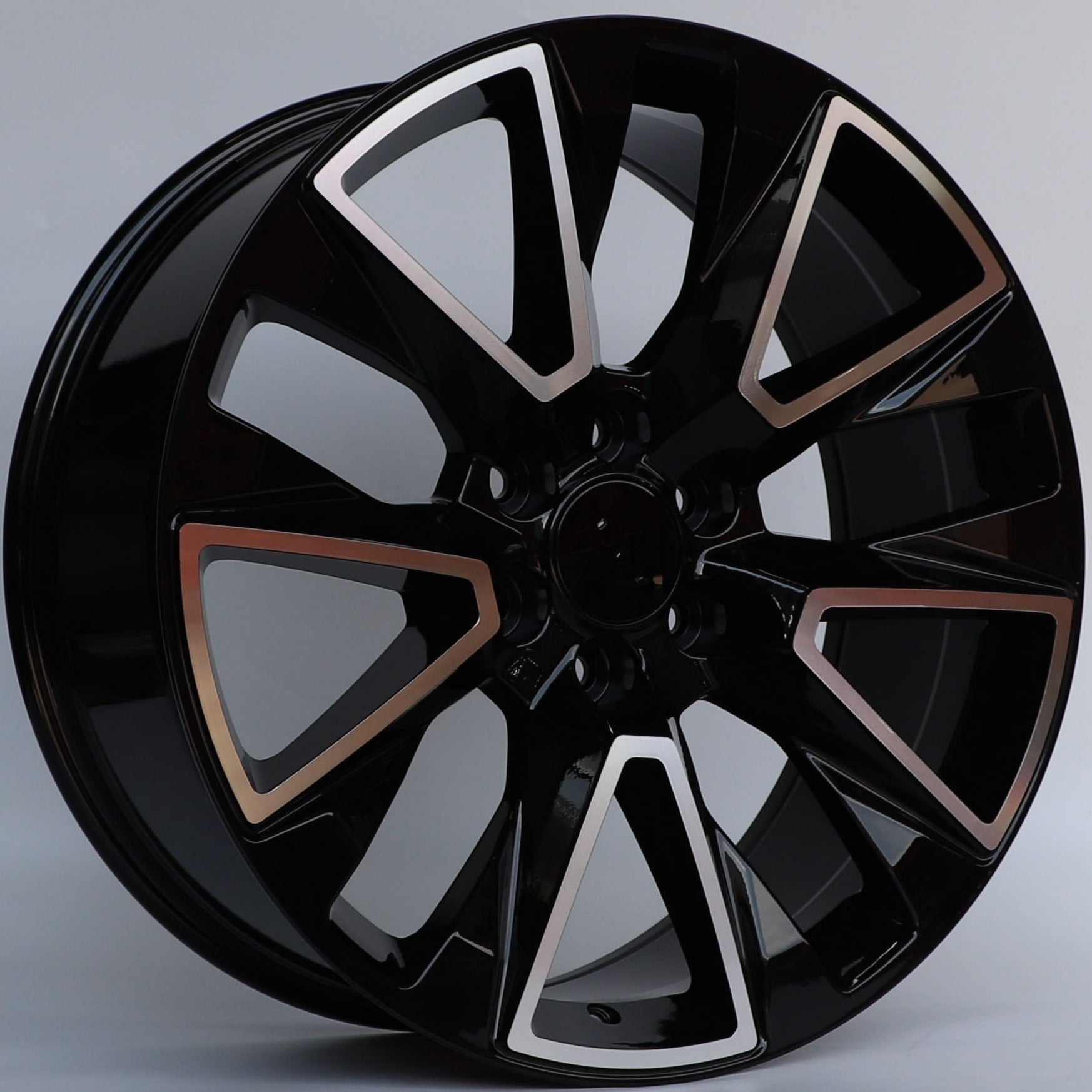 W574 D1752 Black Machined Face 22x9.0 ET24 6x139.7 CB78.1 - Gun Hill Tire House (WTW - WHOLESALE TIRES & WHEELS)