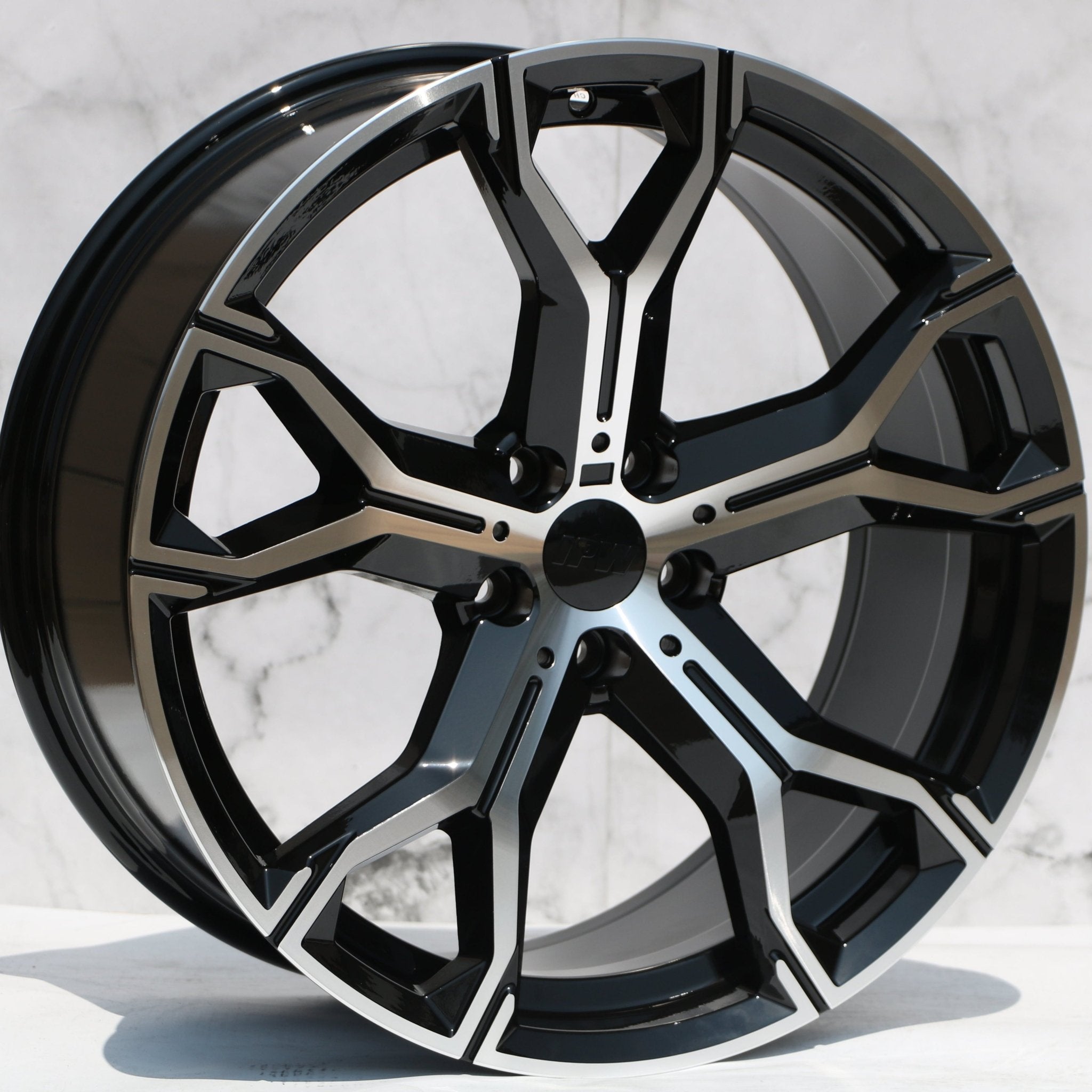 W702 D1538 Black Machined Face 22x10.5 ET40 5x120 CB74.1 - Gun Hill Tire House (WTW - WHOLESALE TIRES & WHEELS)