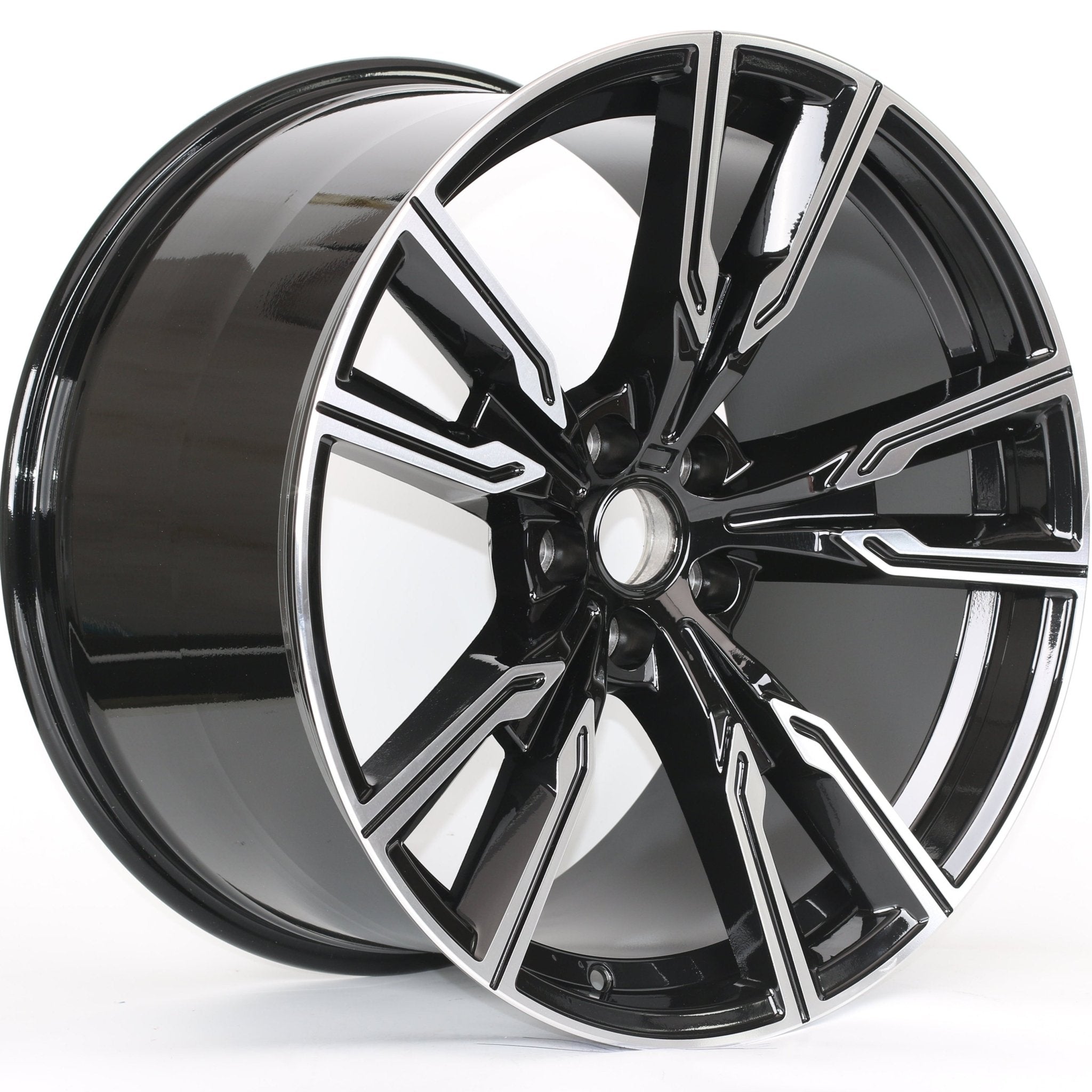 W743 7113 Black Machined Face 22x9.5 ET40 5x120 CB74.1 - Gun Hill Tire House (WTW - WHOLESALE TIRES & WHEELS)
