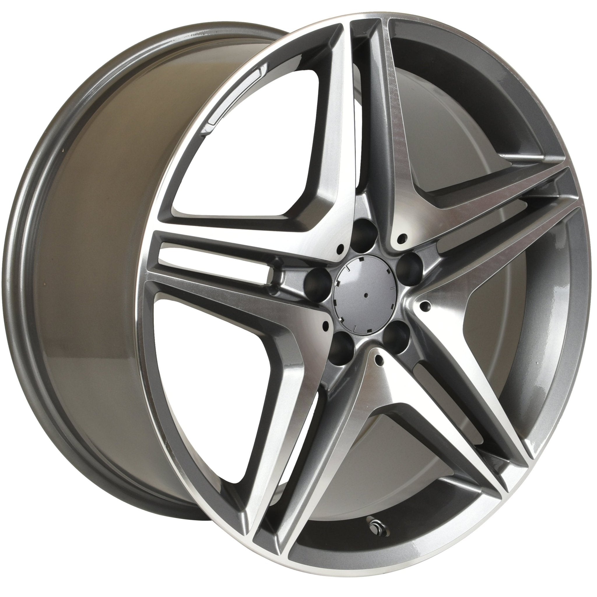 W828 Gunmetal Machined Face 18*9.5 ET45 5*112 CB66.6 - Gun Hill Tire House (WTW - WHOLESALE TIRES & WHEELS)