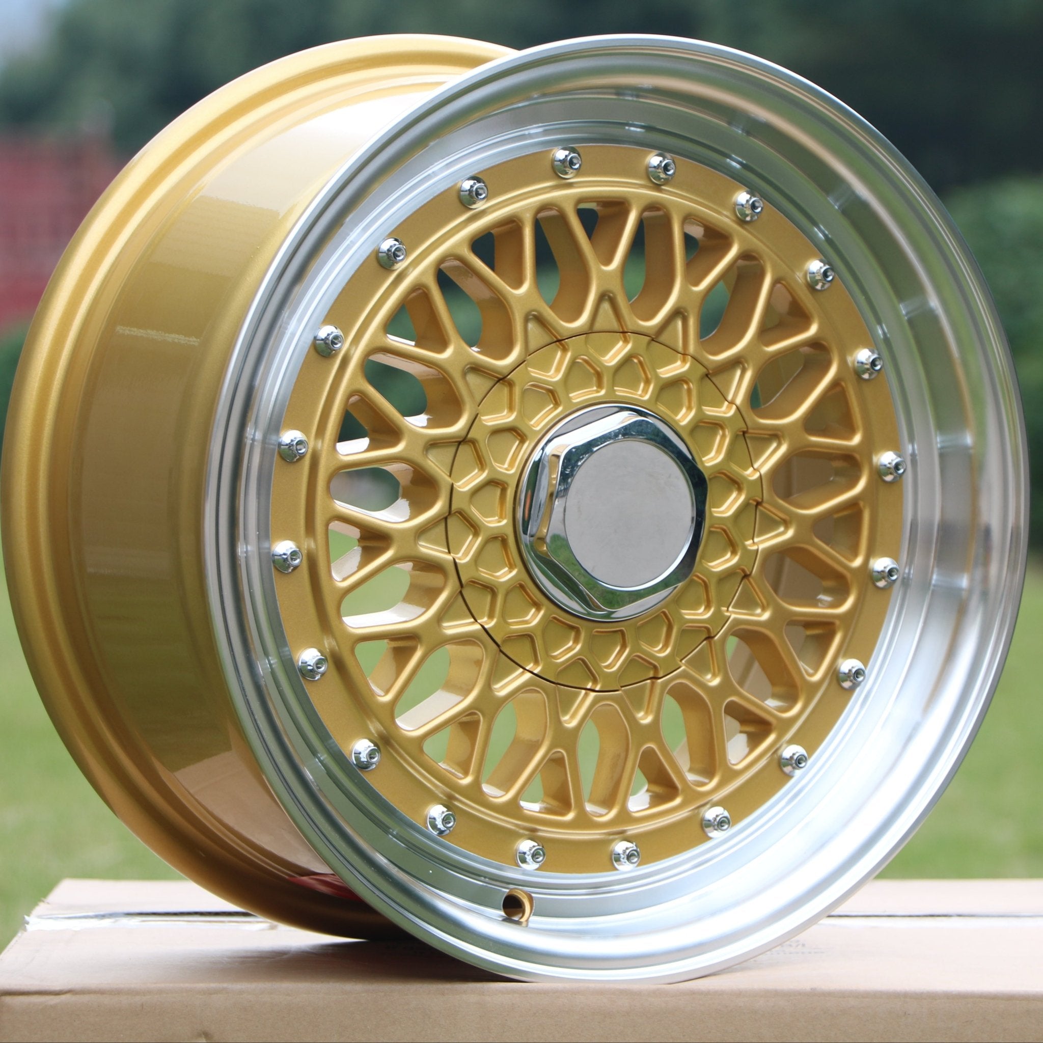 W883 Gold Machined Lip With Silver Rivet 20x8.5 ET35 5x120/114.3 CB73.1 - Gun Hill Tire House (WTW - WHOLESALE TIRES & WHEELS)