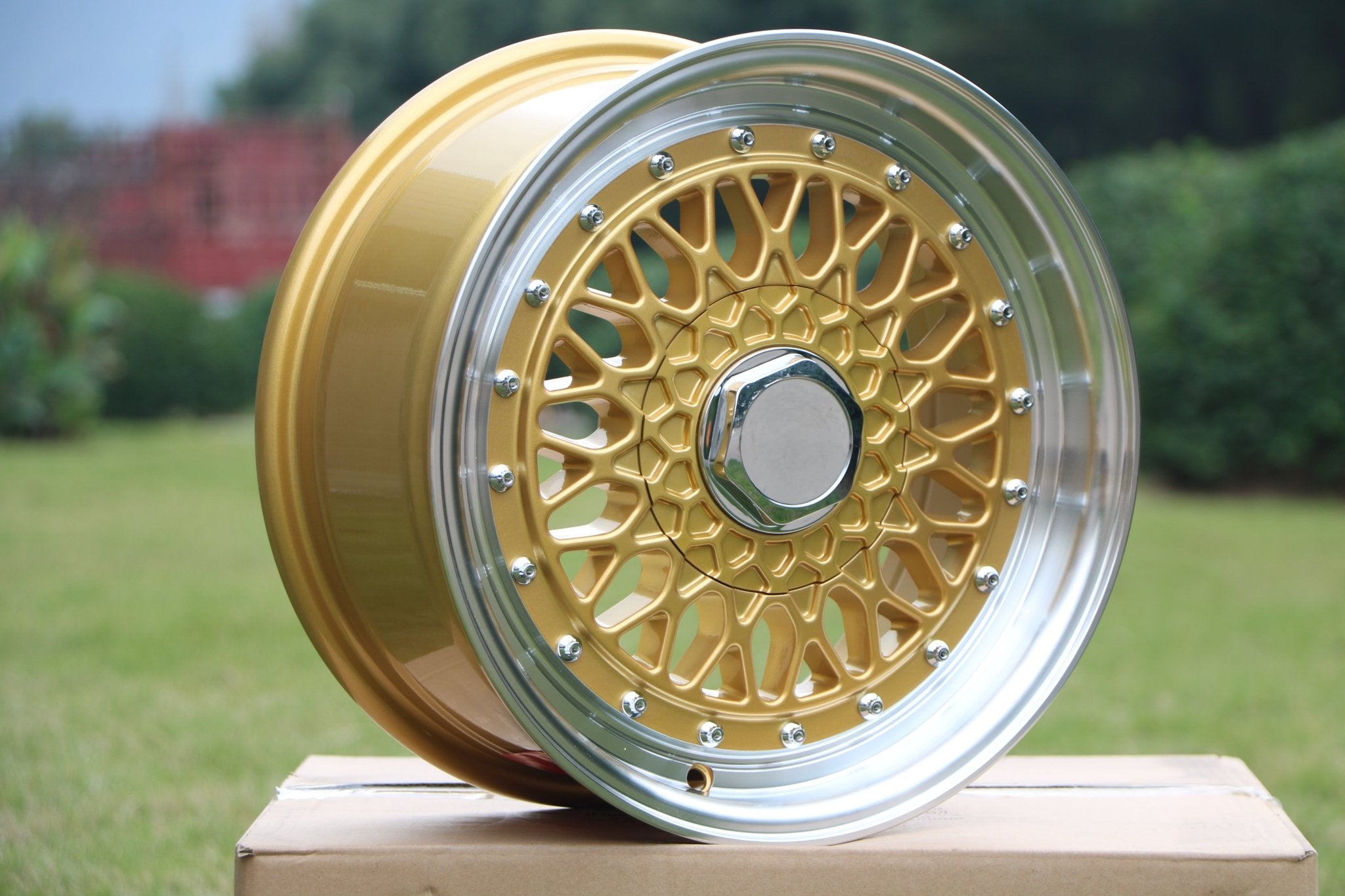 W883 Gold Machined Lip With Silver Rivet 20x9.5 Et35 5x120/114.3 CB73.1 - Gun Hill Tire House (WTW - WHOLESALE TIRES & WHEELS)