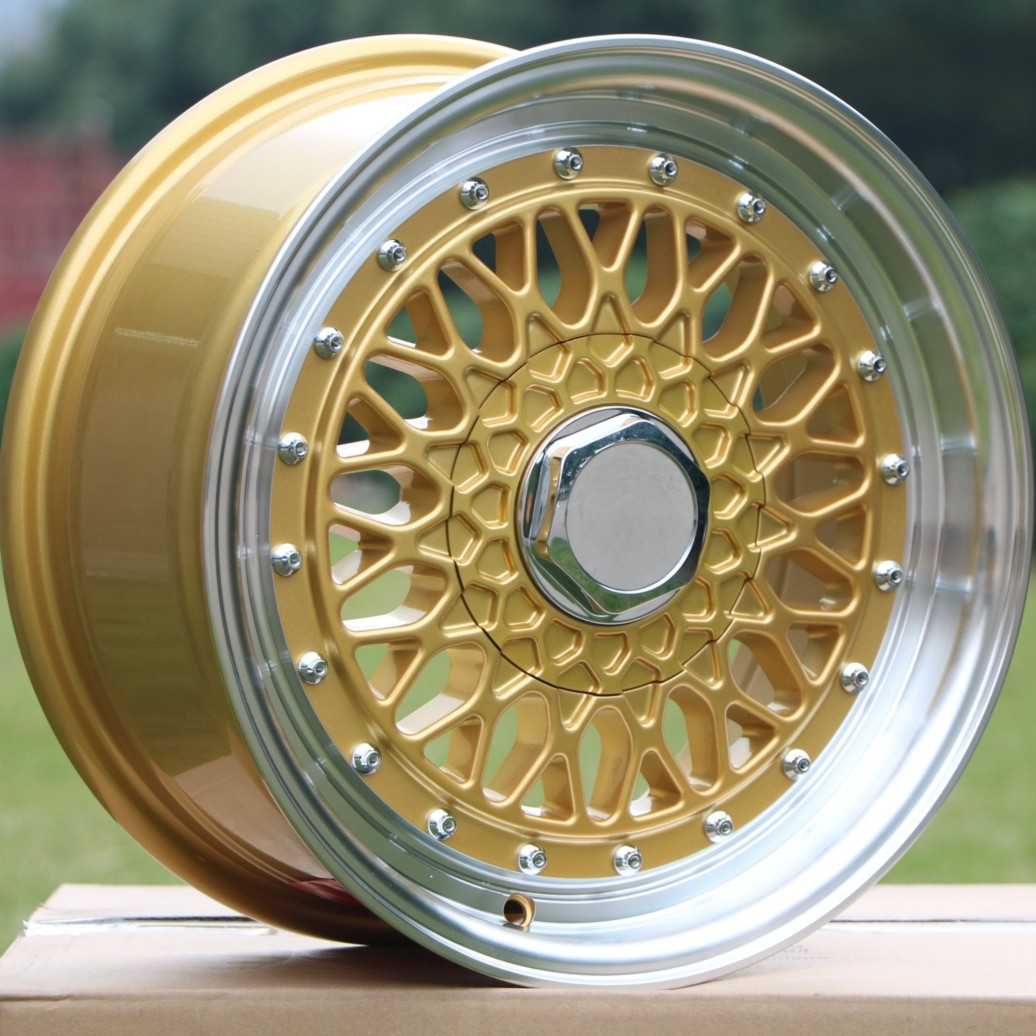 W883 Gold Machined Lip With Silver Rivet 20x9.5 Et35 5x120/114.3 CB73.1 - Gun Hill Tire House (WTW - WHOLESALE TIRES & WHEELS)