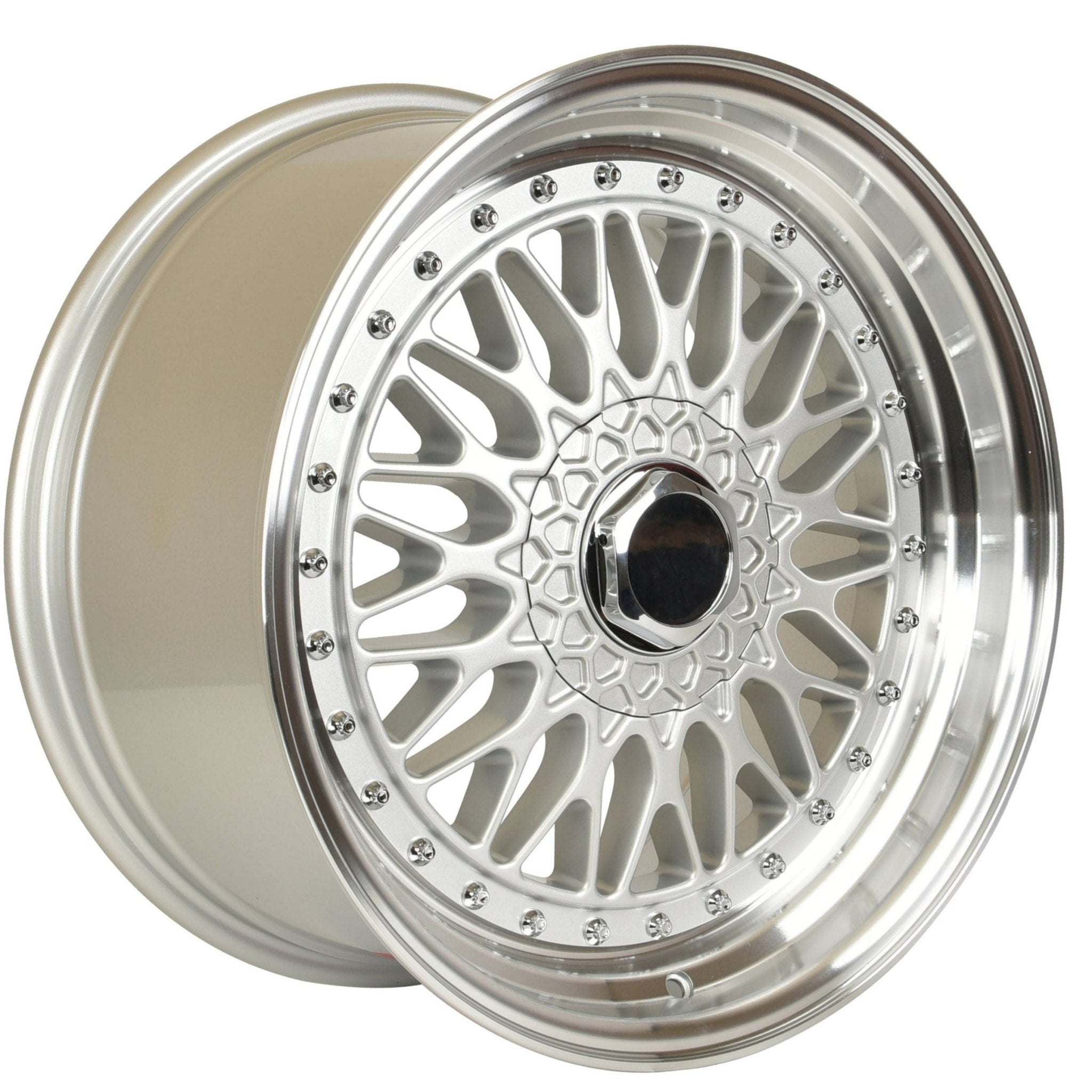 W883 Silver Machined Lip Silver Rivet 18x8.0 ET35 4x100/114.3 CB73.1 - Gun Hill Tire House (WTW - WHOLESALE TIRES & WHEELS)